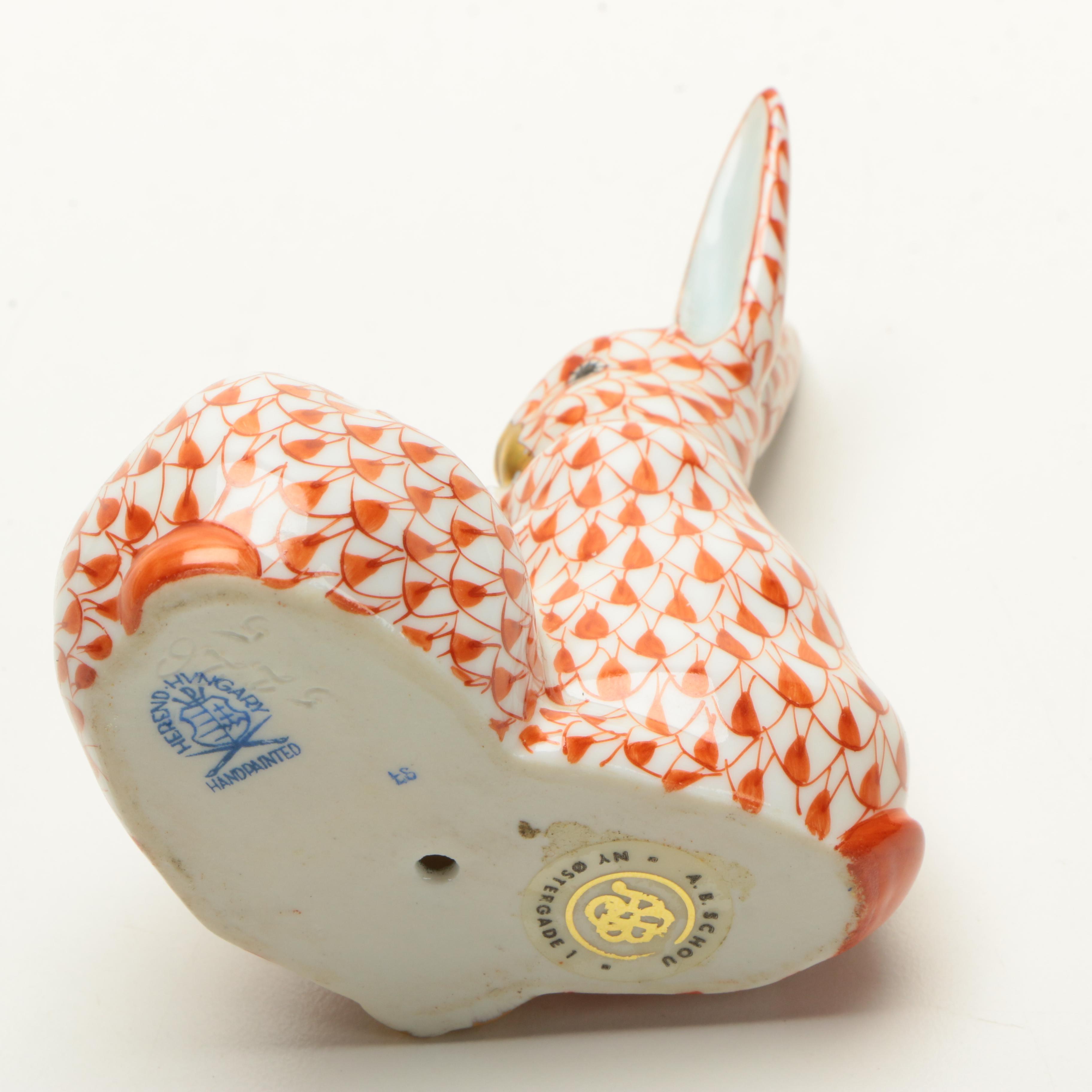 Herend Porcelain Rabbits Figurine