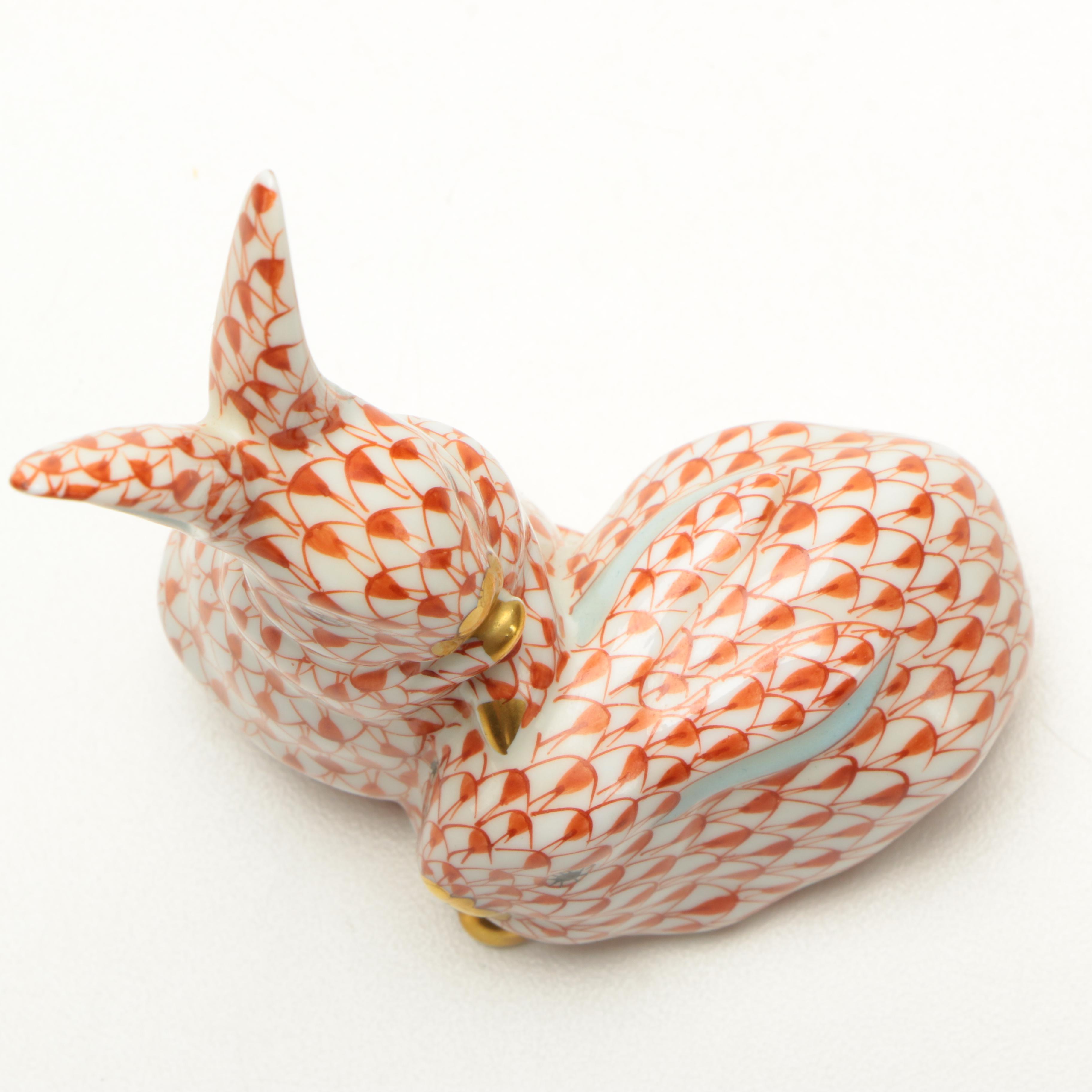 Herend Porcelain Rabbits Figurine