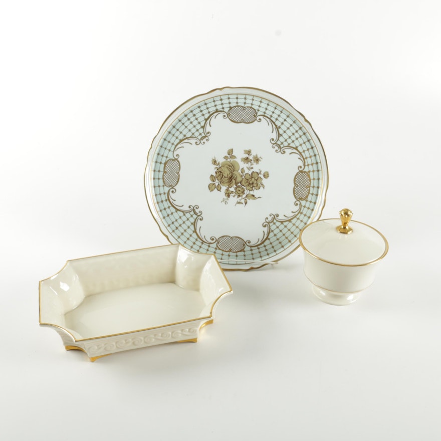 Lenox "Lyric" Lidded Bowl and Dish, Dubarry Porcelain Plate