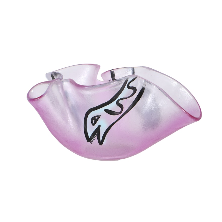 Kosta Boda Ruffled Glass Bowl Designed by Ulrica Hydman-Vallien