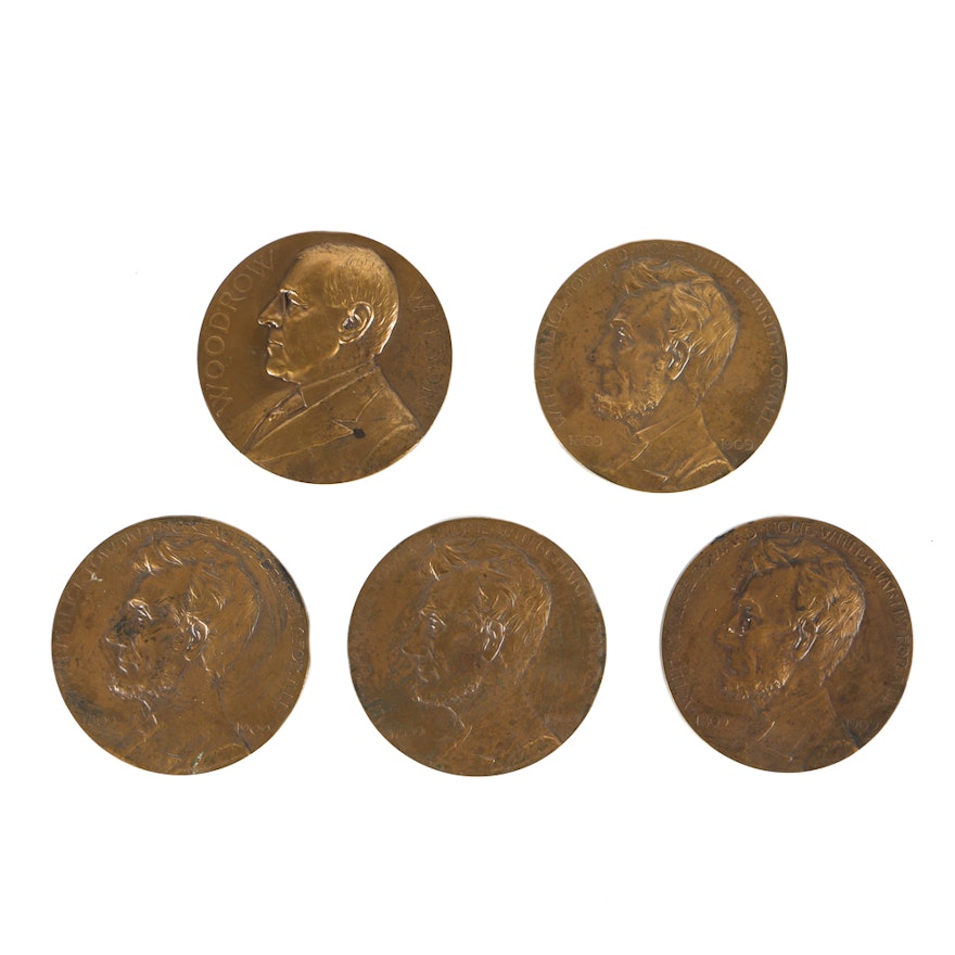 Collection of Four Circa 1909 Bronze Lincoln G.A.R. Medals