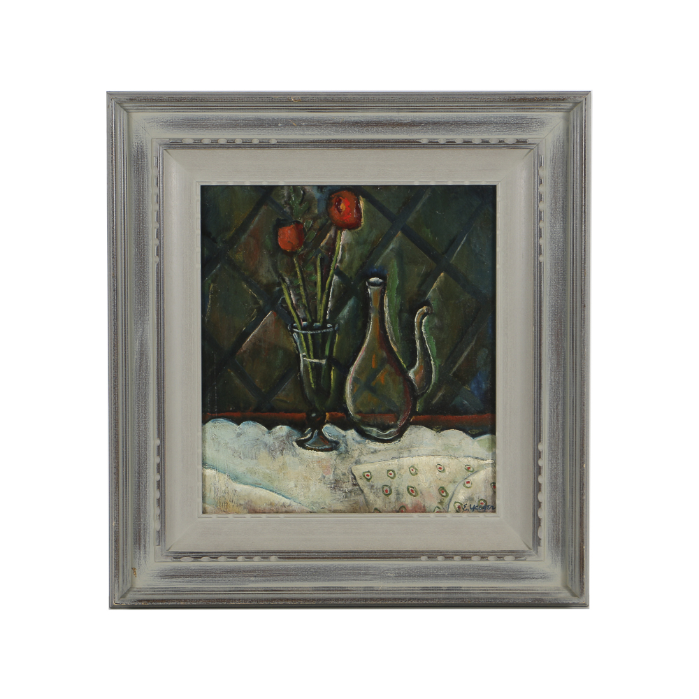 Edgar Yaeger Oil Painting on Canvas Still Life "Two Tulips"