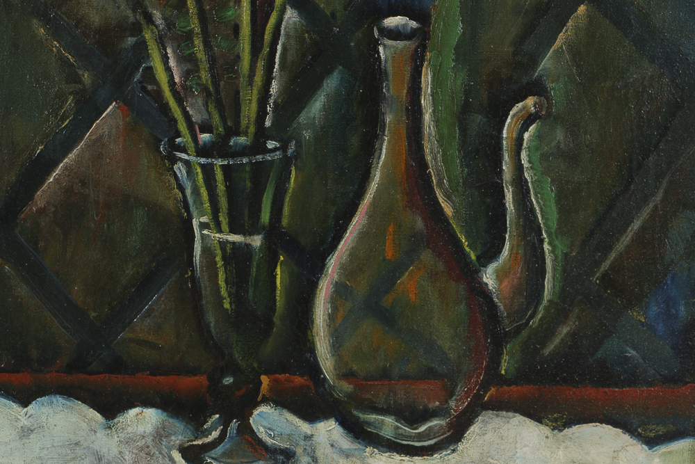 Edgar Yaeger Oil Painting on Canvas Still Life "Two Tulips"