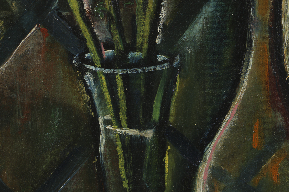 Edgar Yaeger Oil Painting on Canvas Still Life "Two Tulips"