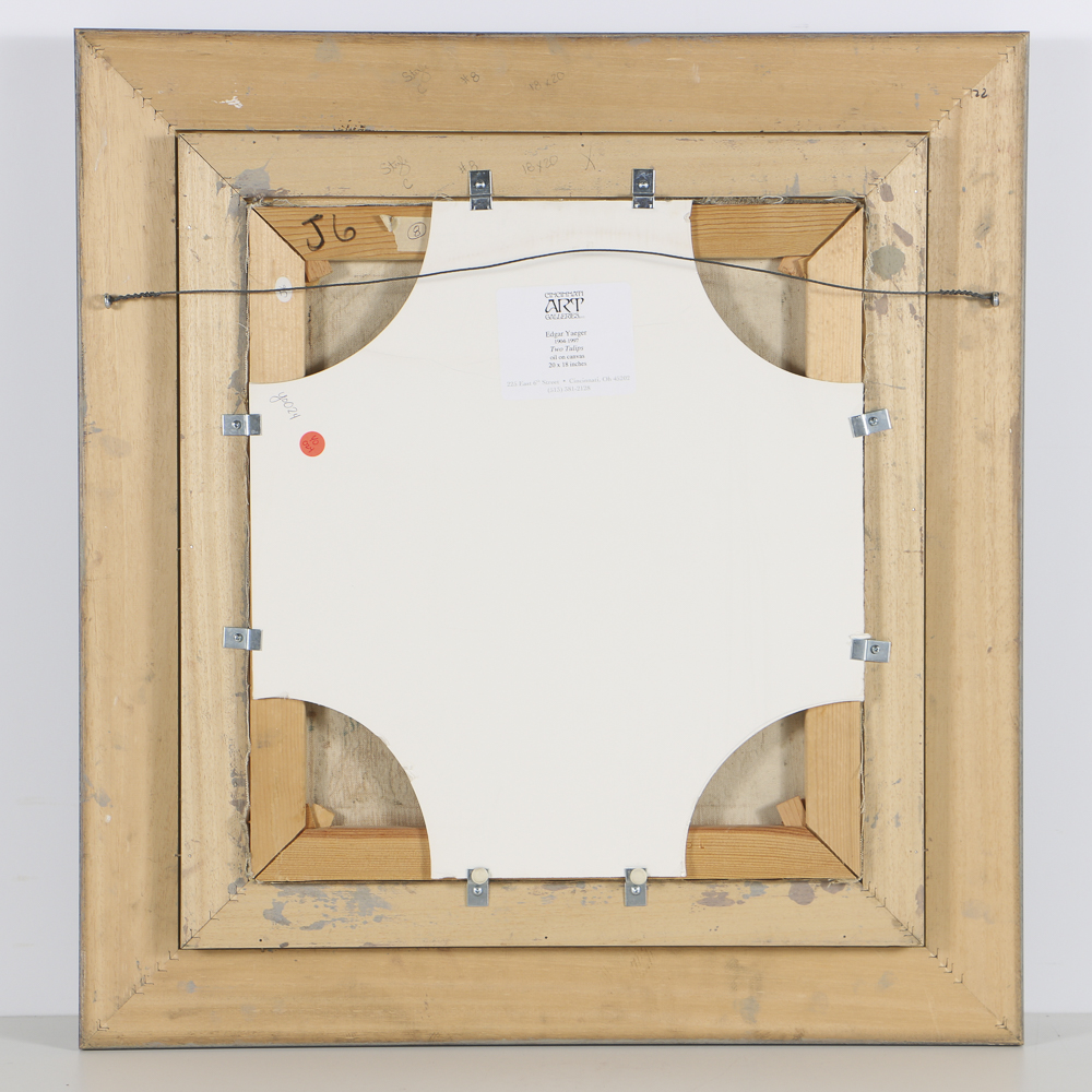 Edgar Yaeger Oil Painting on Canvas Still Life "Two Tulips"