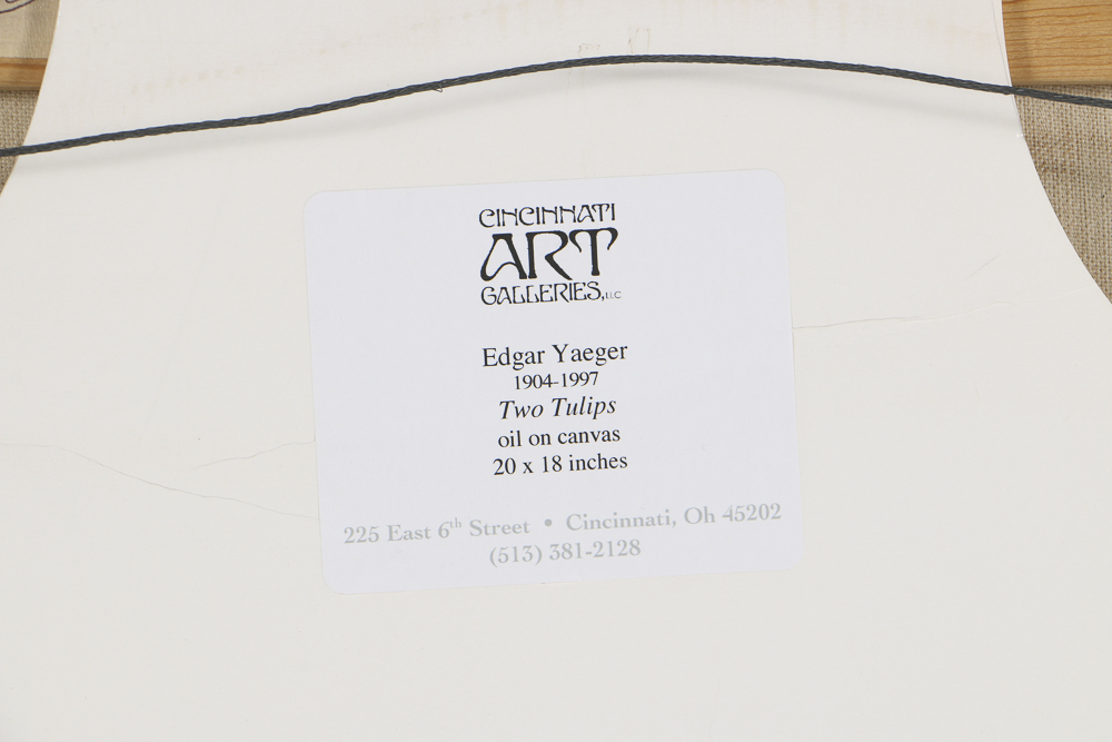 Edgar Yaeger Oil Painting on Canvas Still Life "Two Tulips"