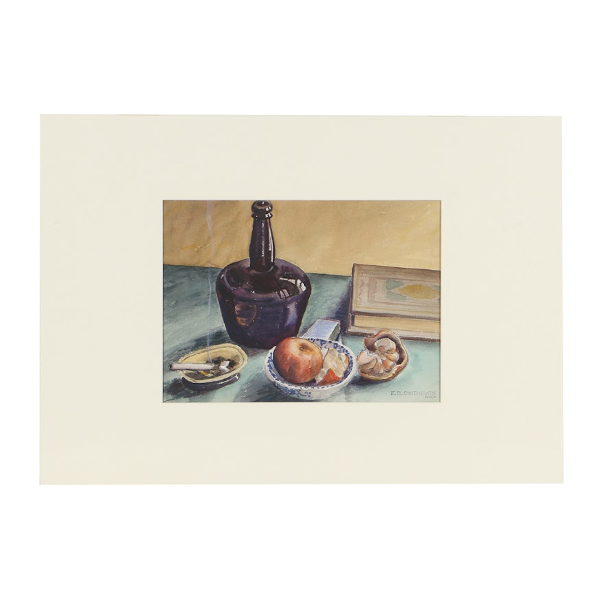 Florence Bartley Smithburn Watercolor Painting on Paper Still Life