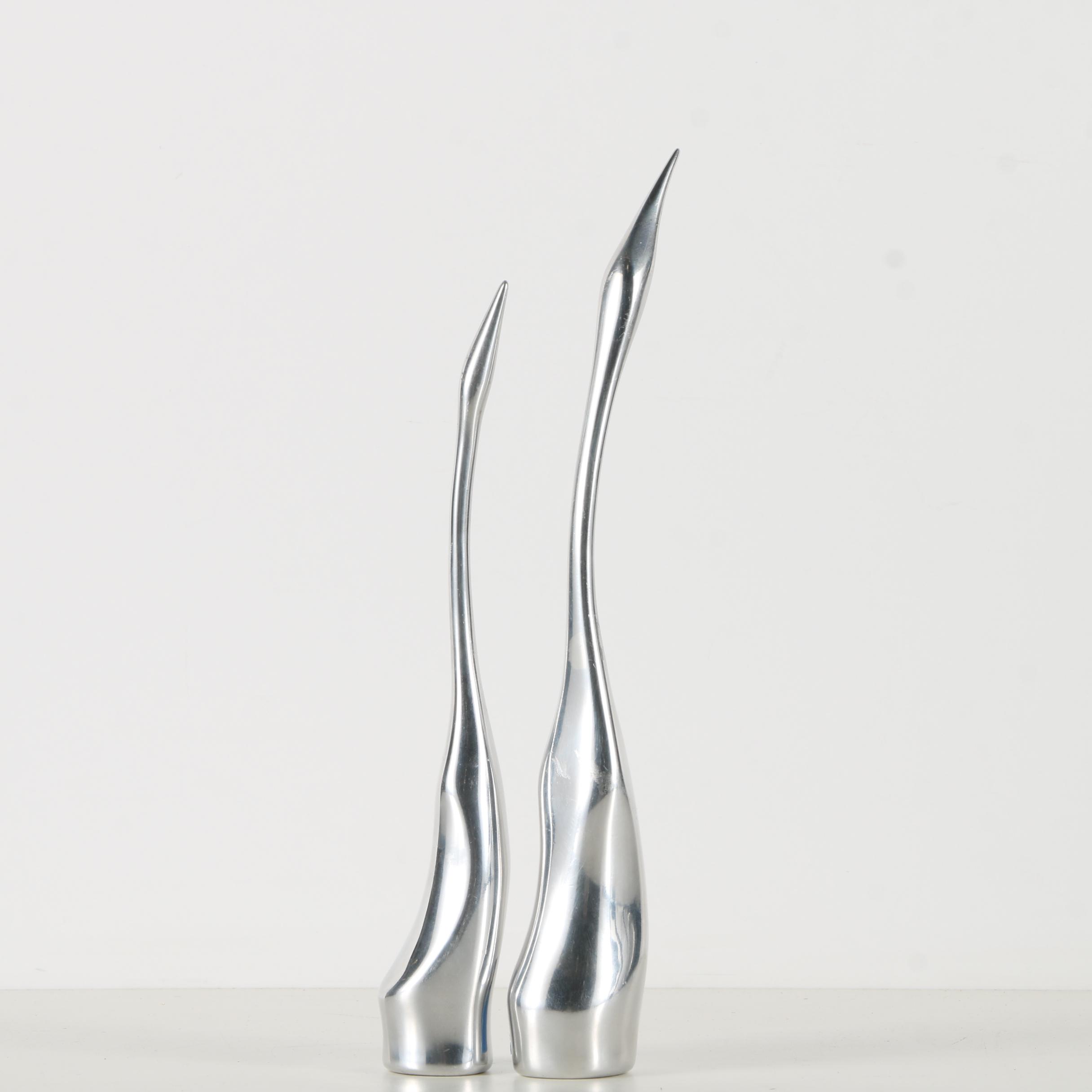 Pair of Hoselton Studio Metal Alloy Crane Sculptures