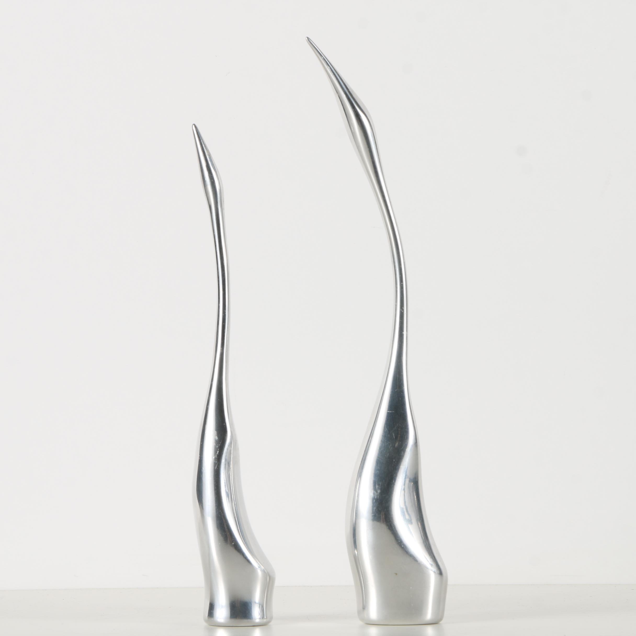 Pair of Hoselton Studio Metal Alloy Crane Sculptures