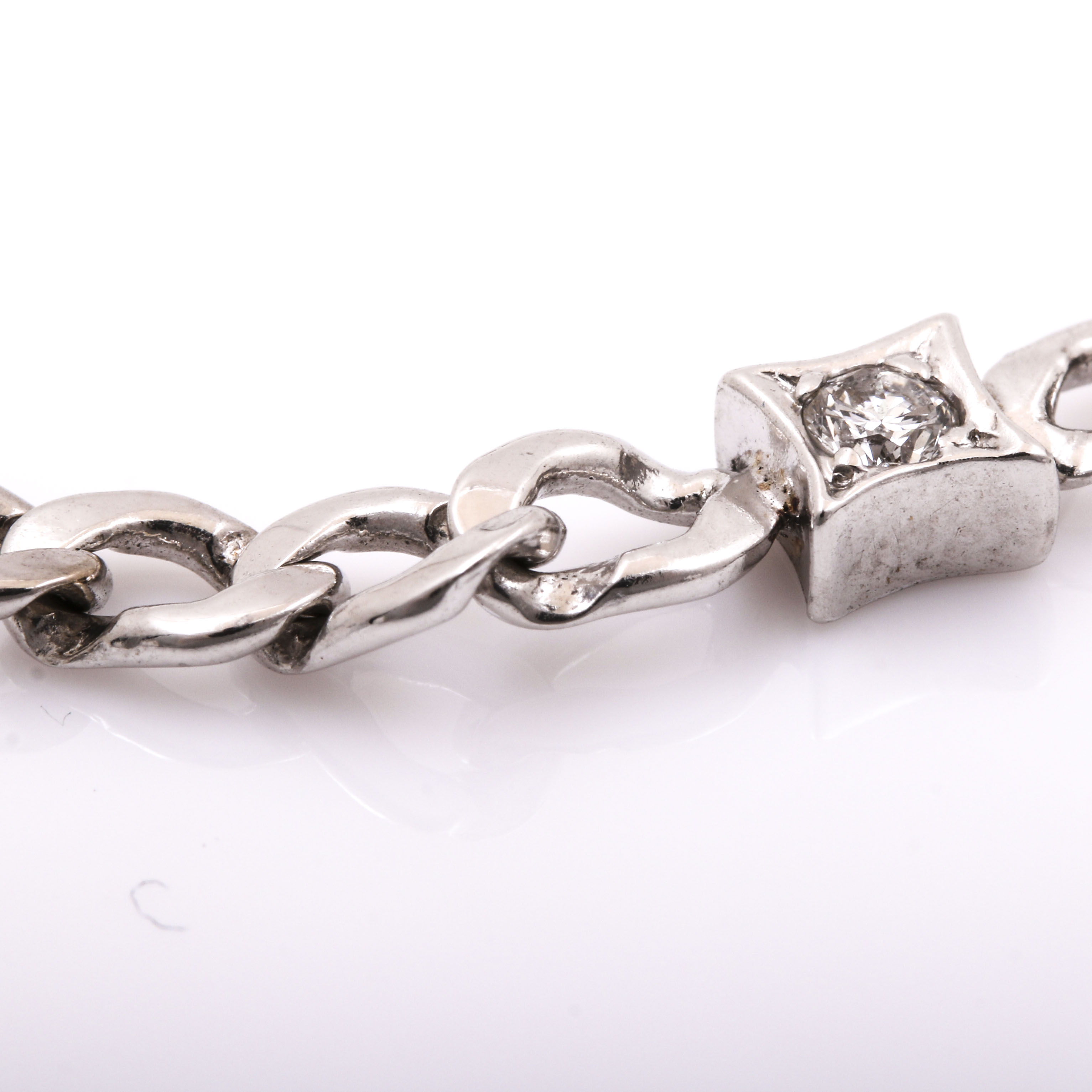14K White Gold Diamond Anklet