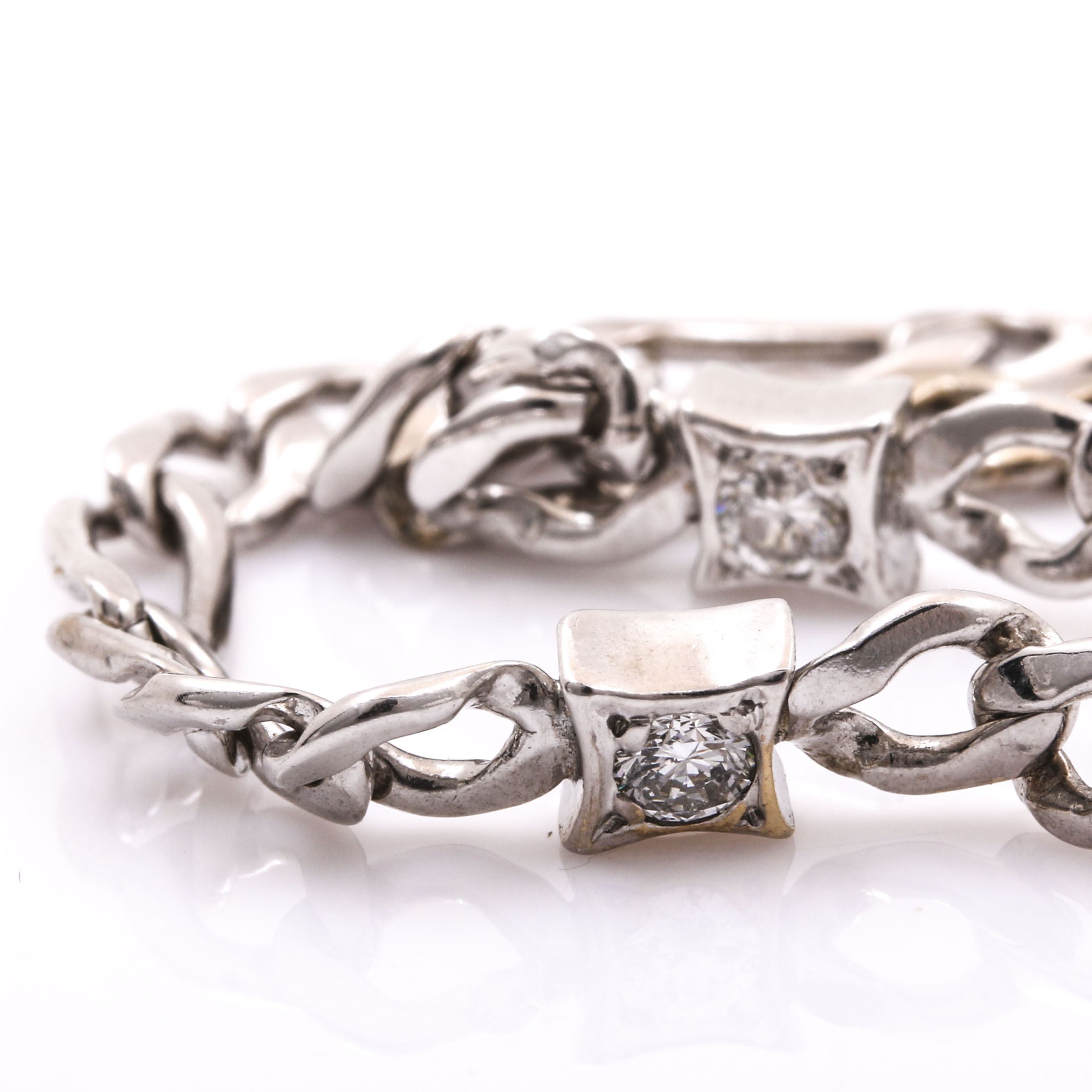 14K White Gold Diamond Anklet