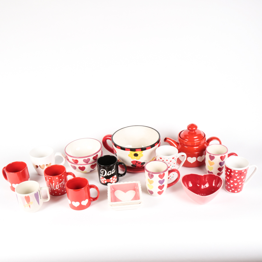 Heart-Themed Ceramic Mugs and More