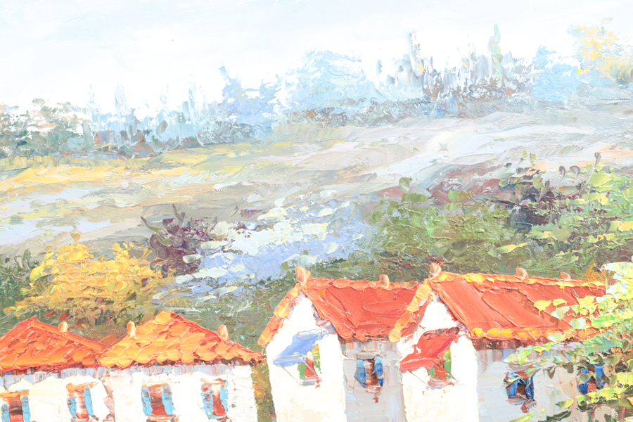 Oil Painting on Canvas of Terrace Scene