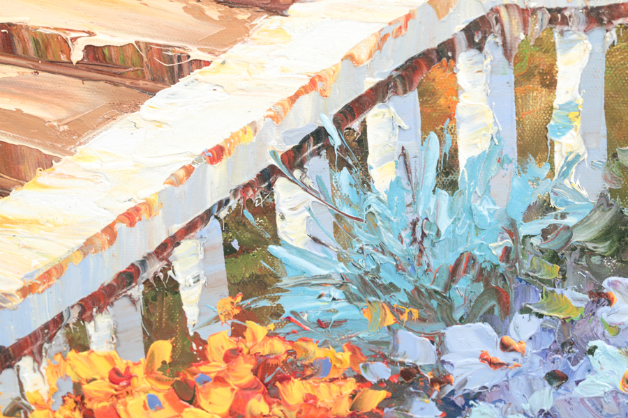 Oil Painting on Canvas of Terrace Scene