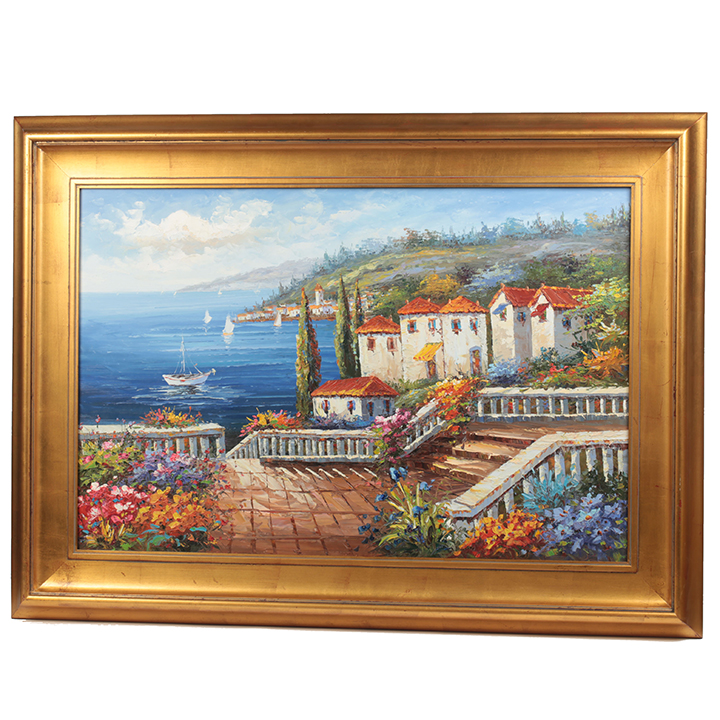 Oil Painting on Canvas of Terrace Scene