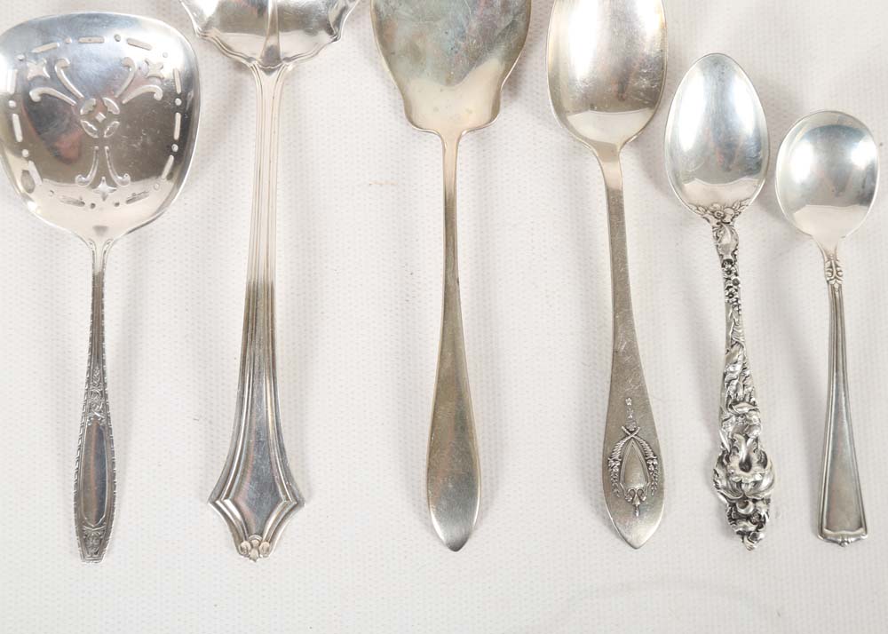 Assorted Sterling Silver and Plated Silver Flatware Pieces
