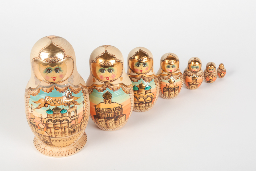 Russian Nesting Dolls Depicting Poccha