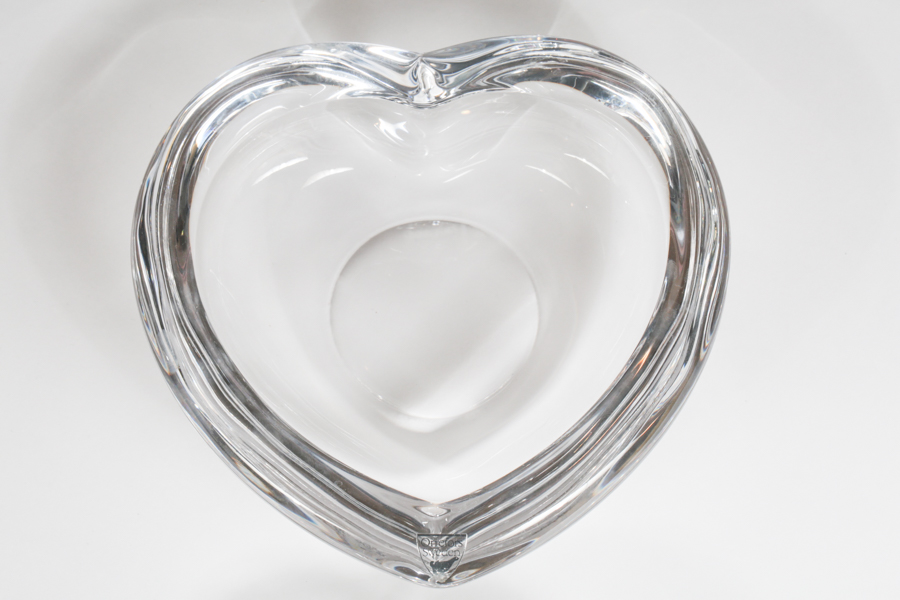 Orrefors "Amour" Crystal Heart-Shaped Bowls