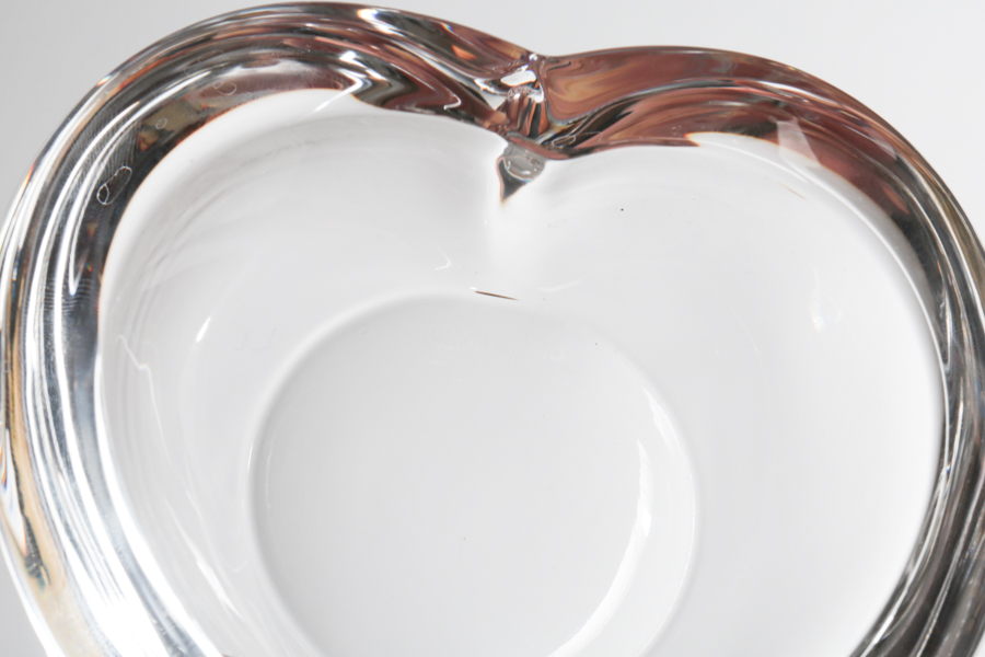 Orrefors "Amour" Crystal Heart-Shaped Bowls