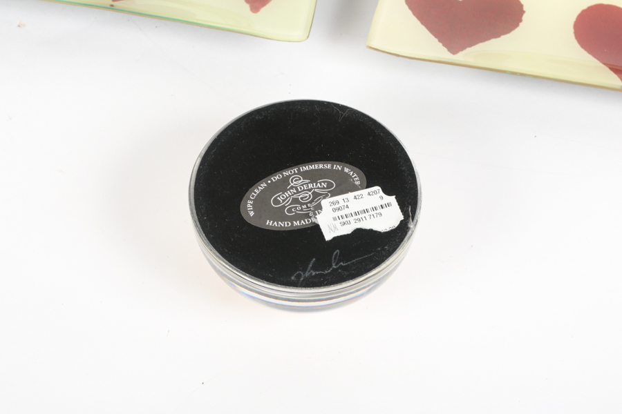 John Derian Heart Glass Plates & Paperweight