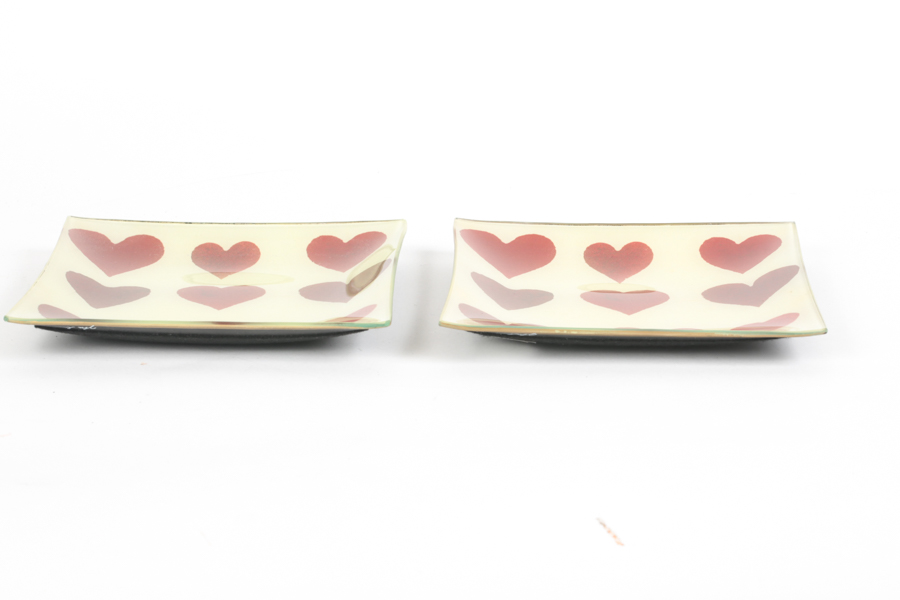 John Derian Heart Glass Plates & Paperweight