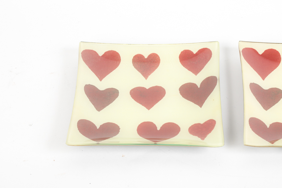 John Derian Heart Glass Plates & Paperweight