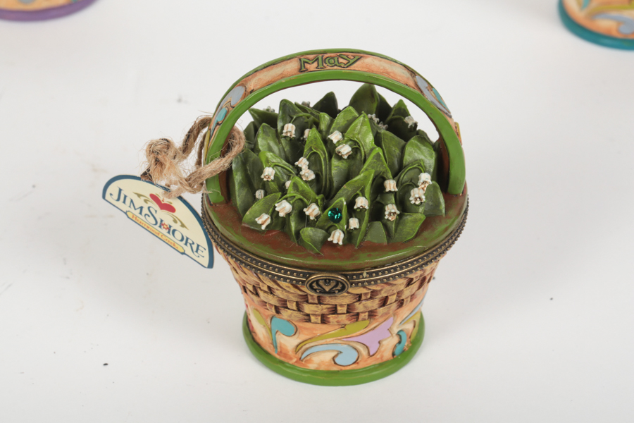 Jim Shore Heartwood Creek "Monthly Flower" Basket Boxes