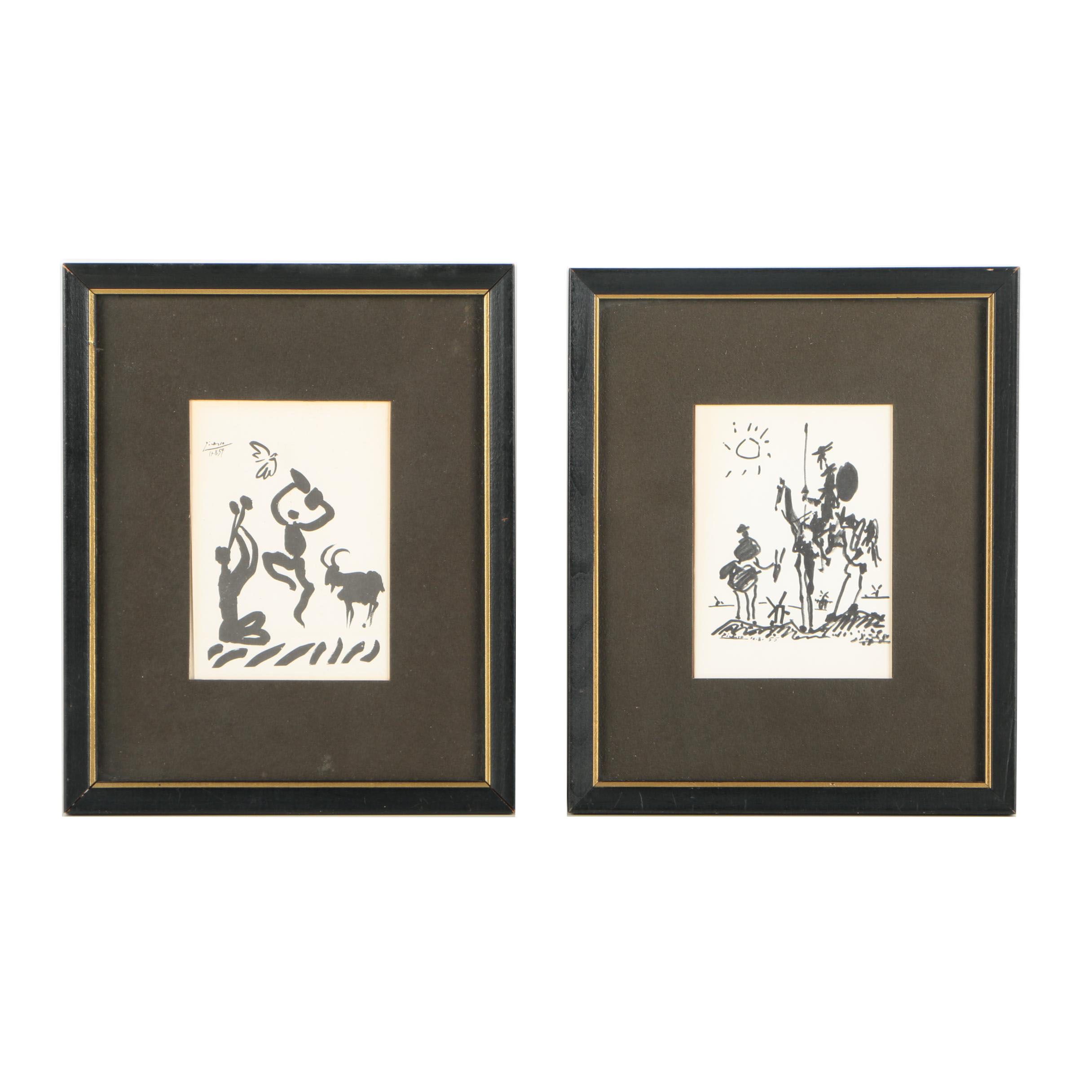 Lithographic Reproductions After Picasso's "Don Quixote" and "Flute Player"