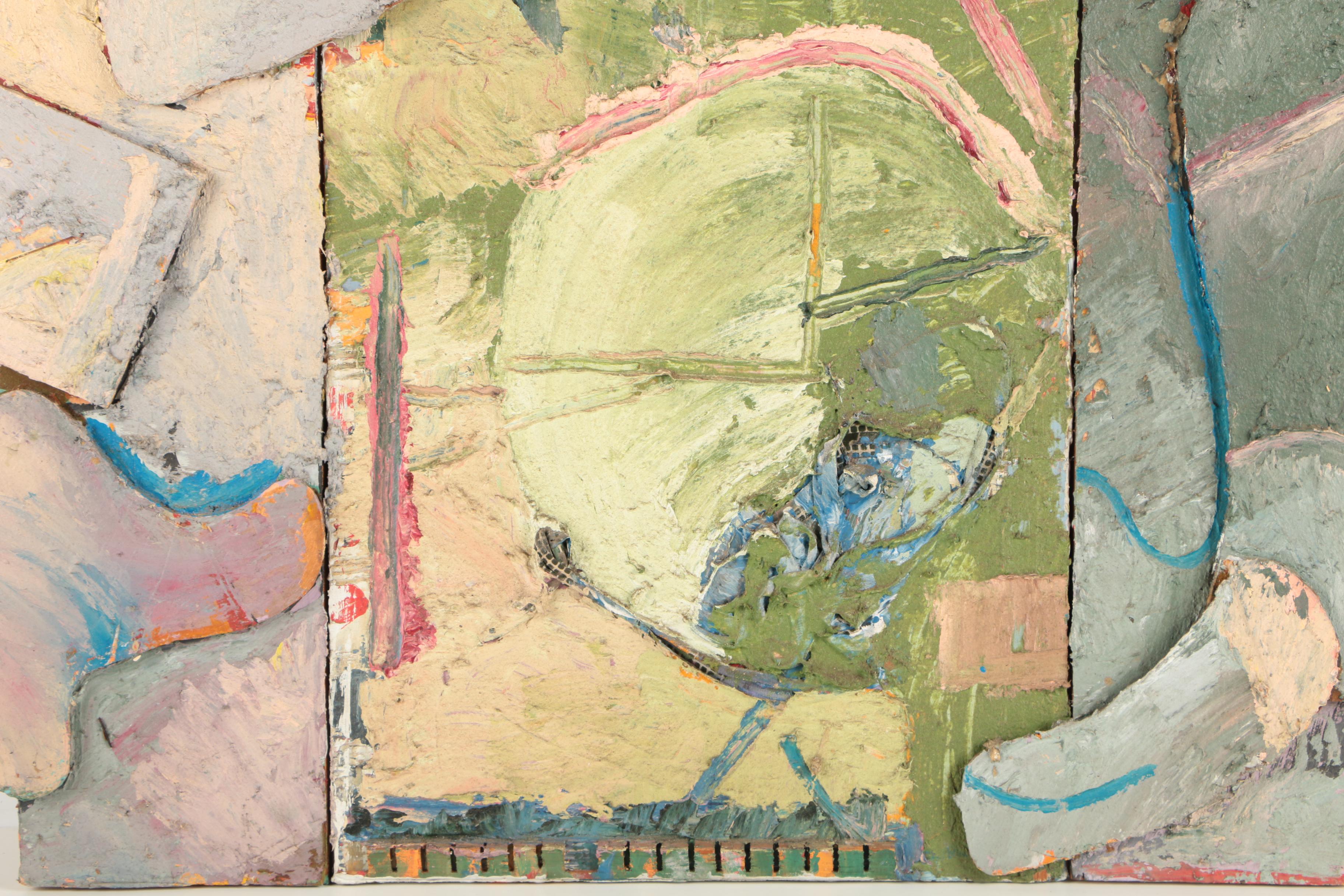 Stuart Diamond Mixed Media Oil Painting on Panel "Soft Green"