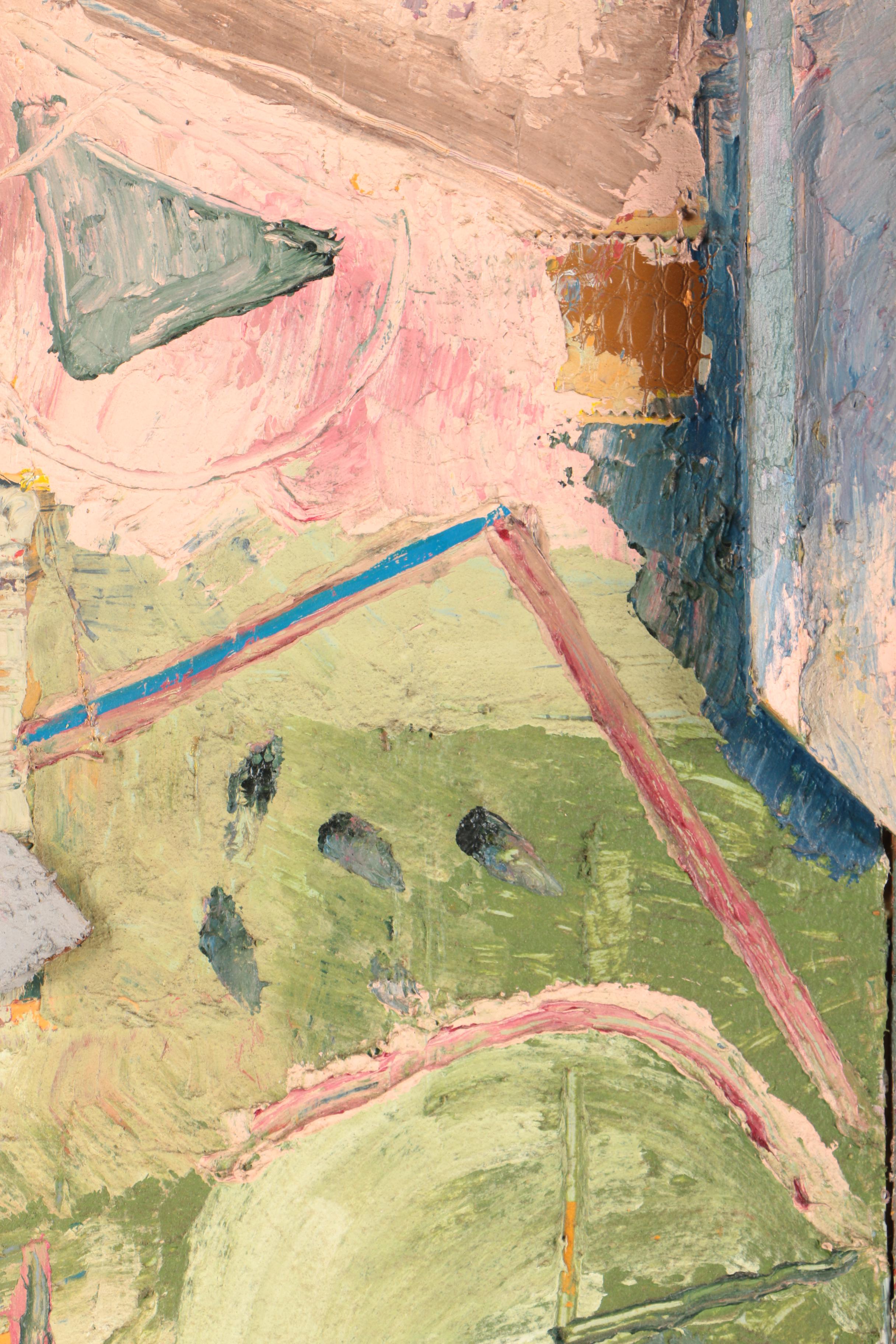 Stuart Diamond Mixed Media Oil Painting on Panel "Soft Green"