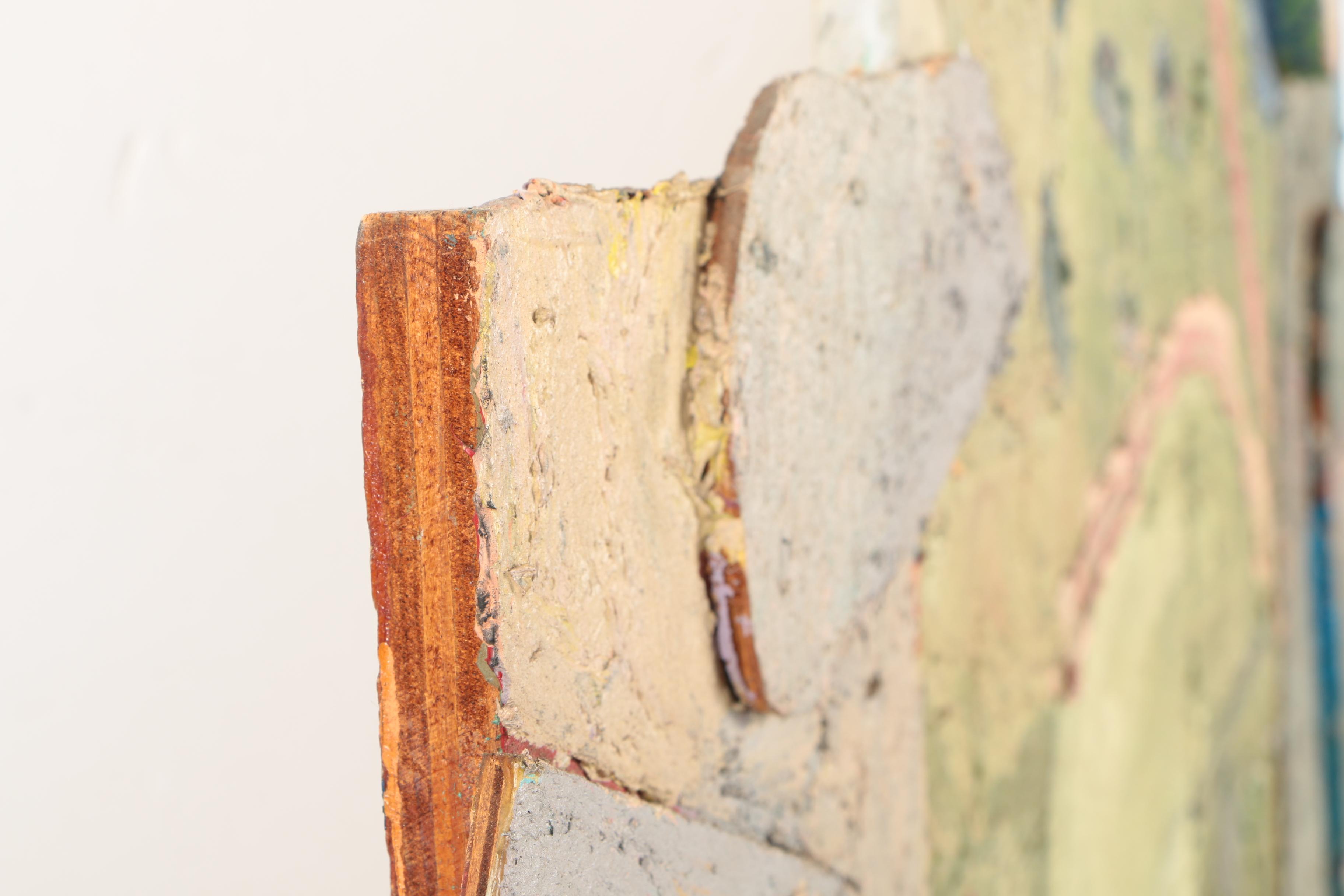 Stuart Diamond Mixed Media Oil Painting on Panel "Soft Green"