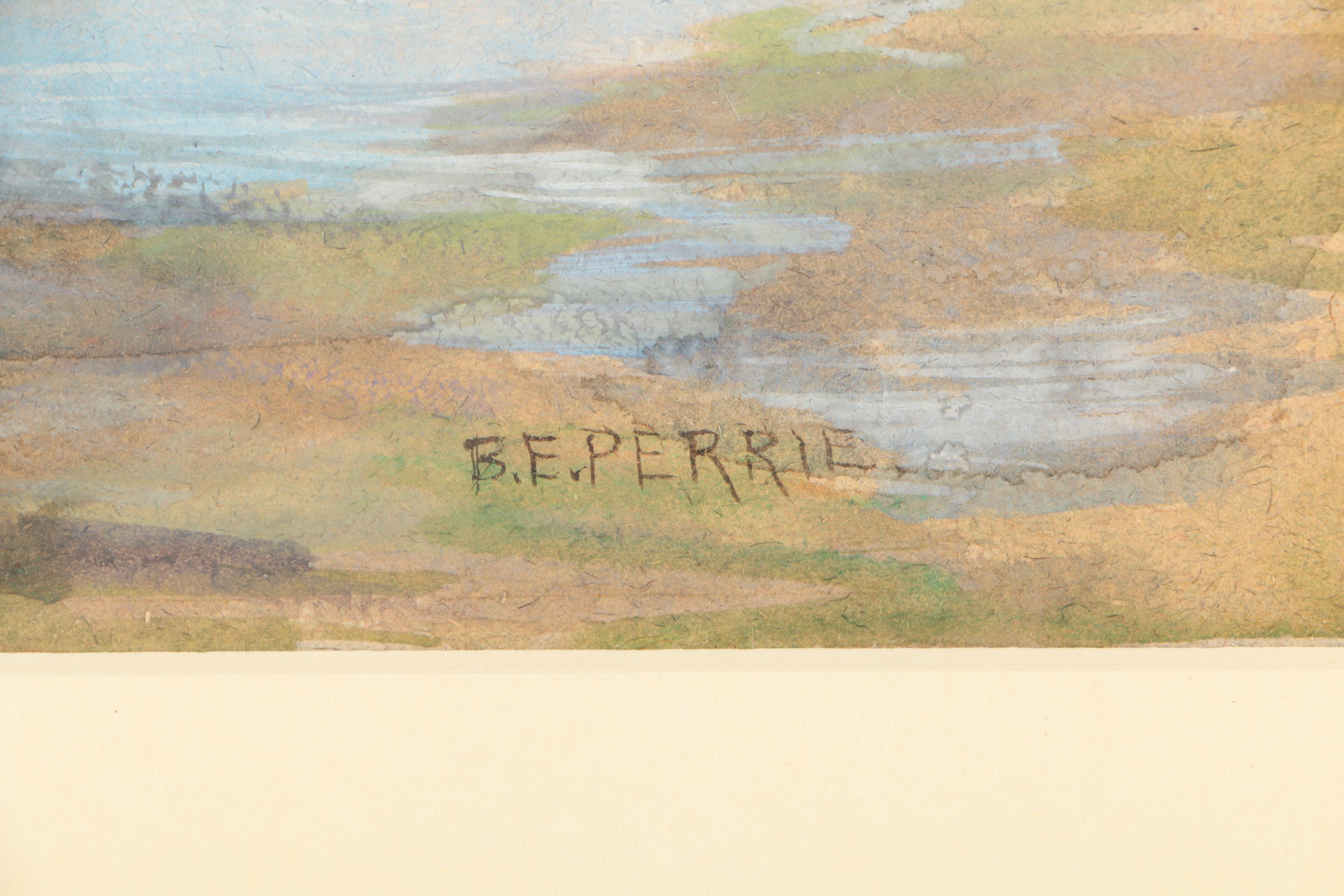 Bertha E. Perrie Watercolor and Gouache Painting "Gloucester Wharf"