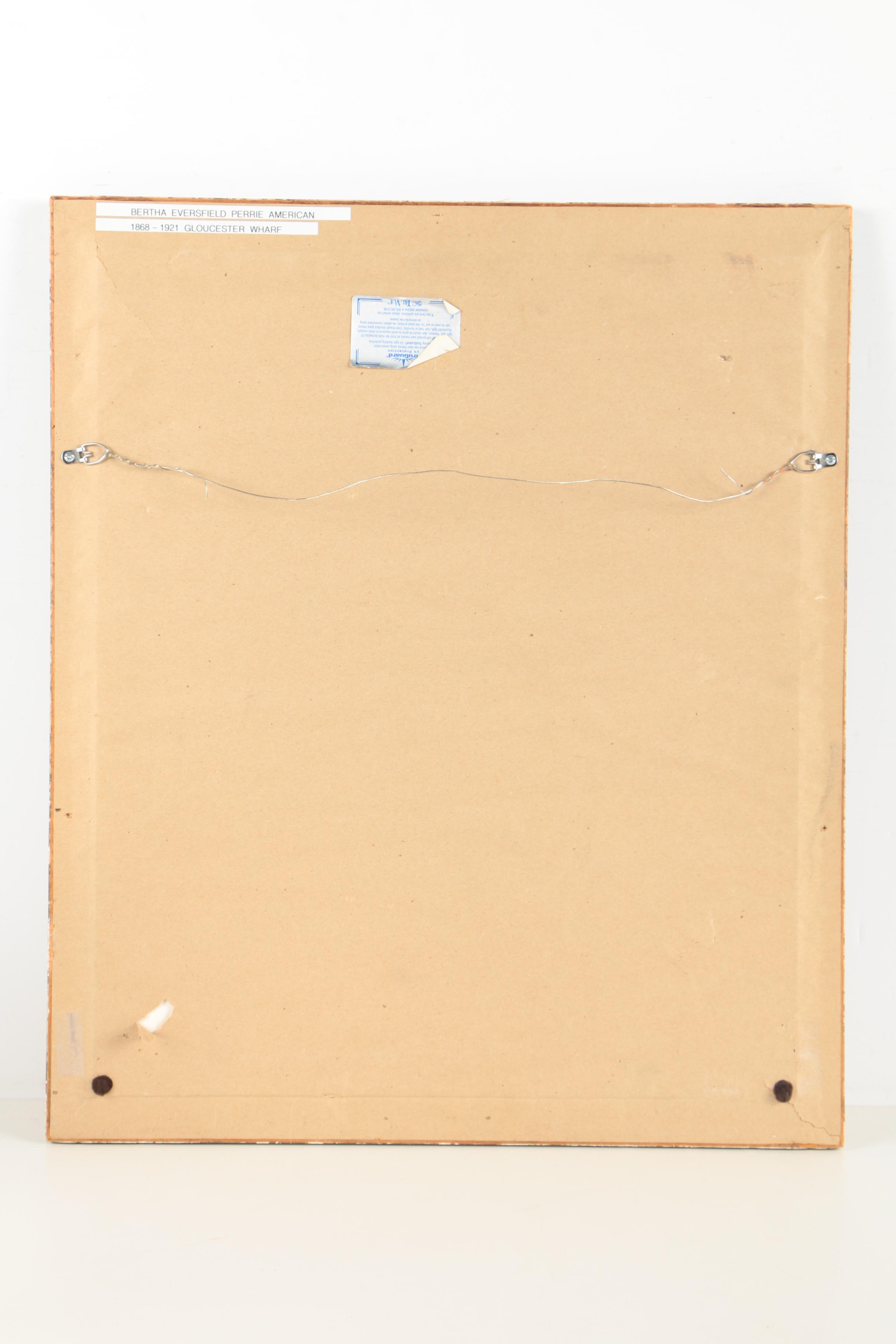 Bertha E. Perrie Watercolor and Gouache Painting "Gloucester Wharf"