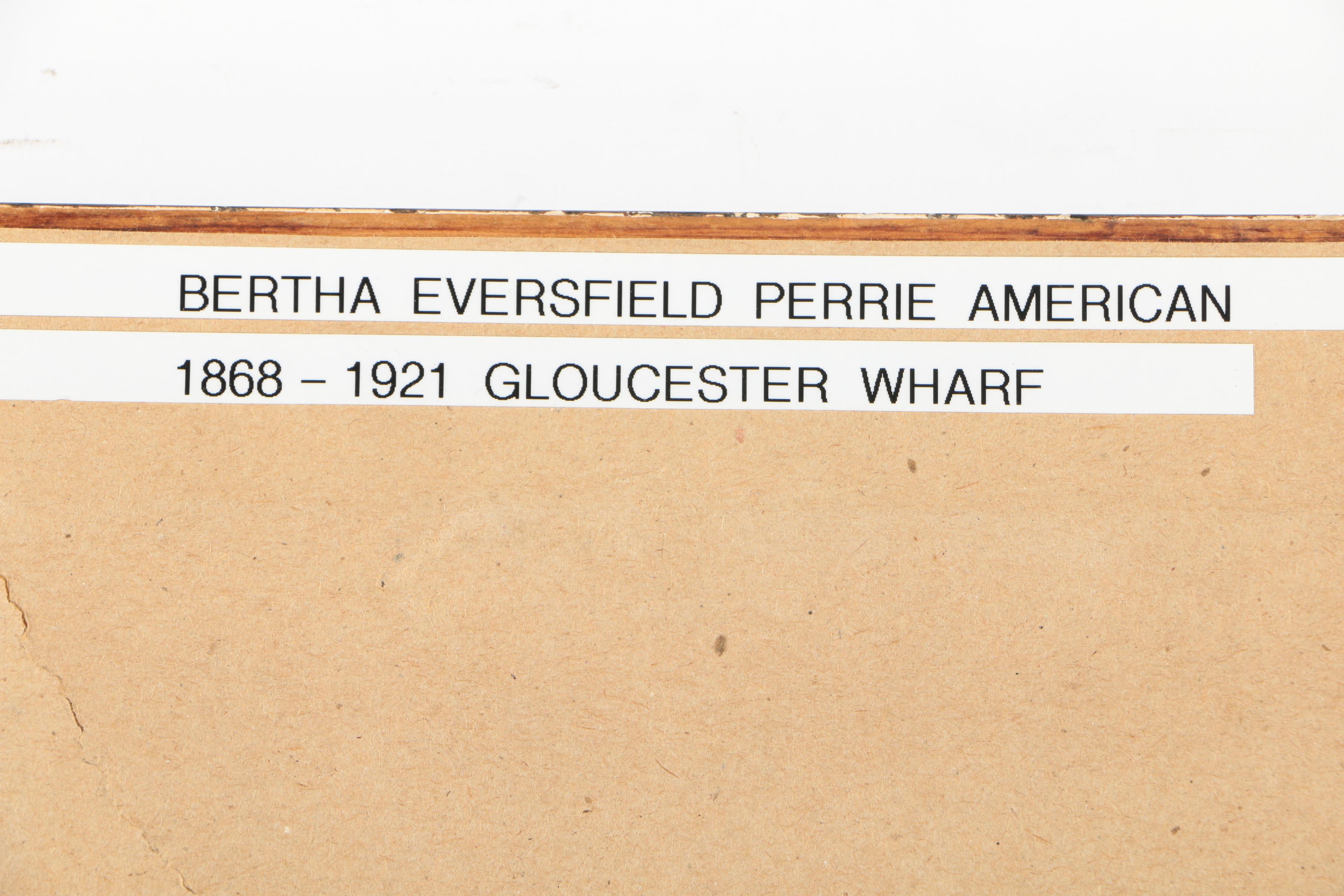 Bertha E. Perrie Watercolor and Gouache Painting "Gloucester Wharf"