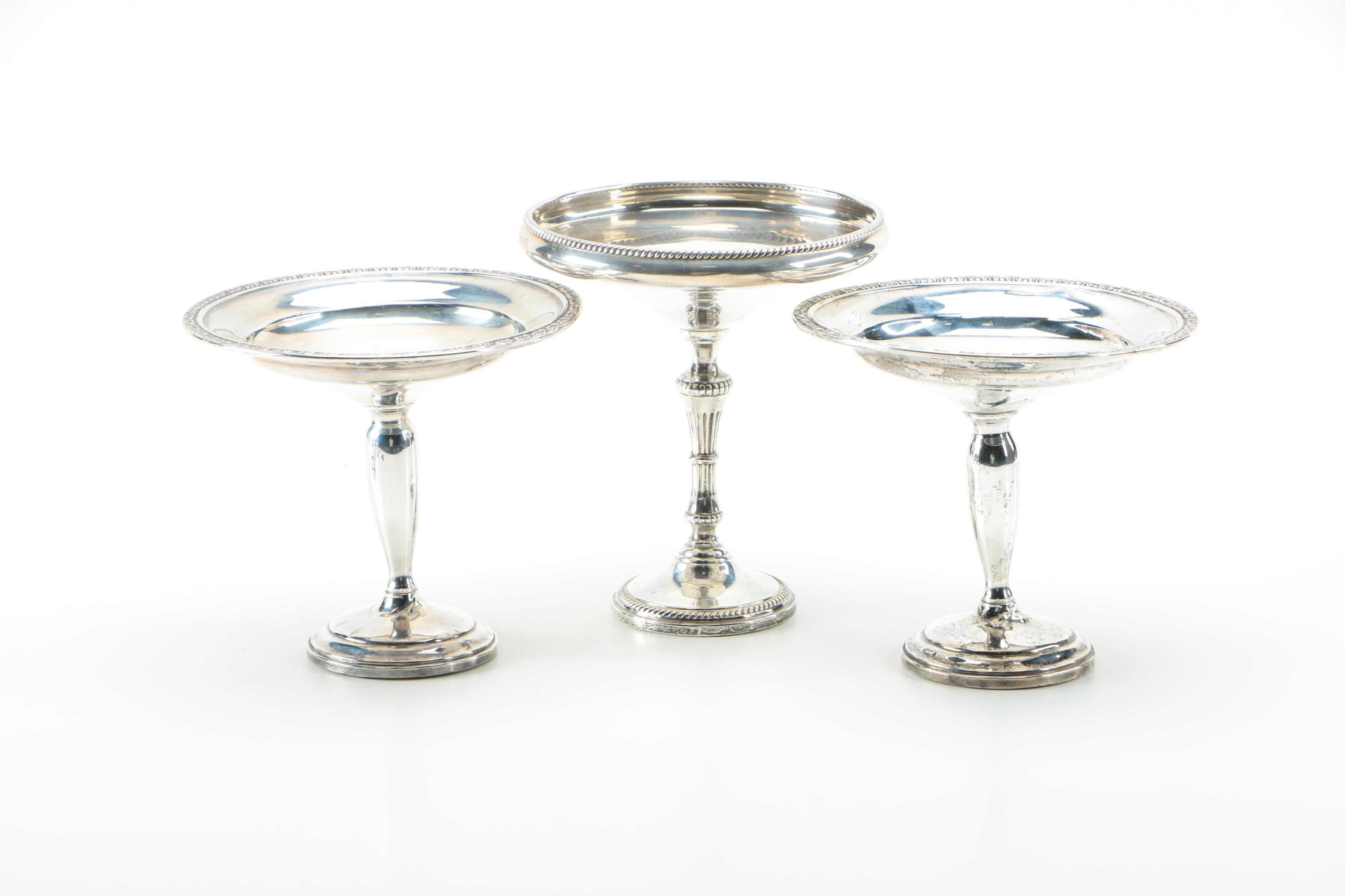 Weighted Sterling Silver Compotes and Candleholders Featuring Fisher