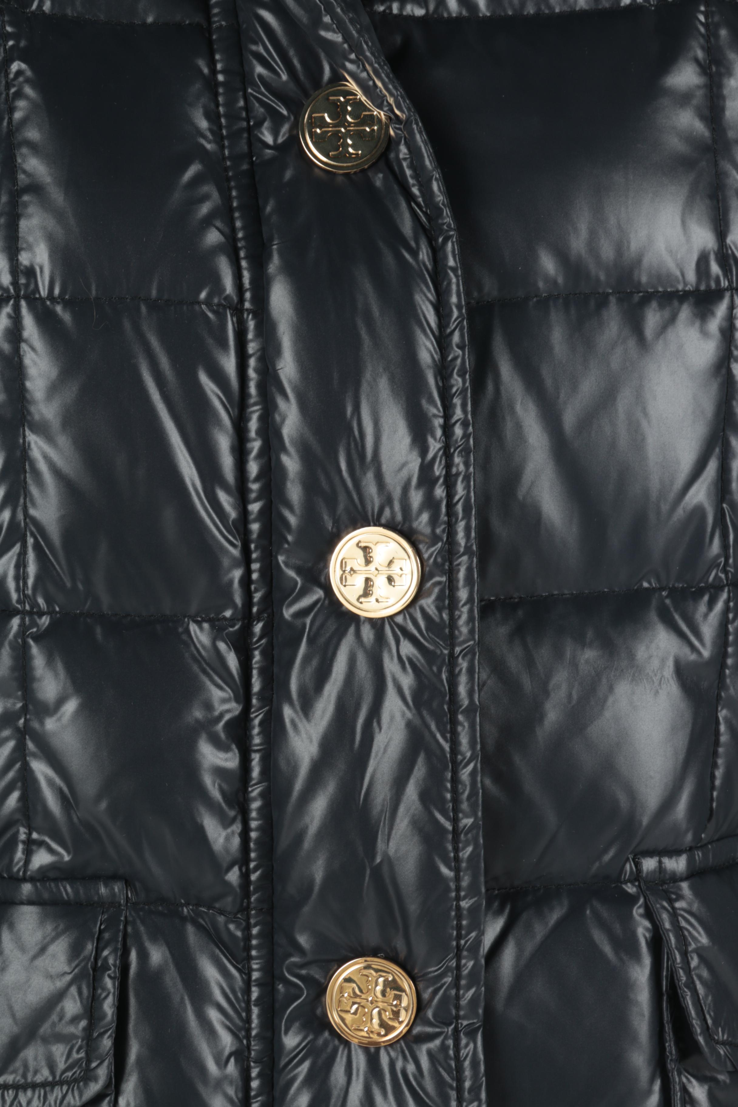 Tory Burch Designer Navy Blue Quilted Bubble Coat