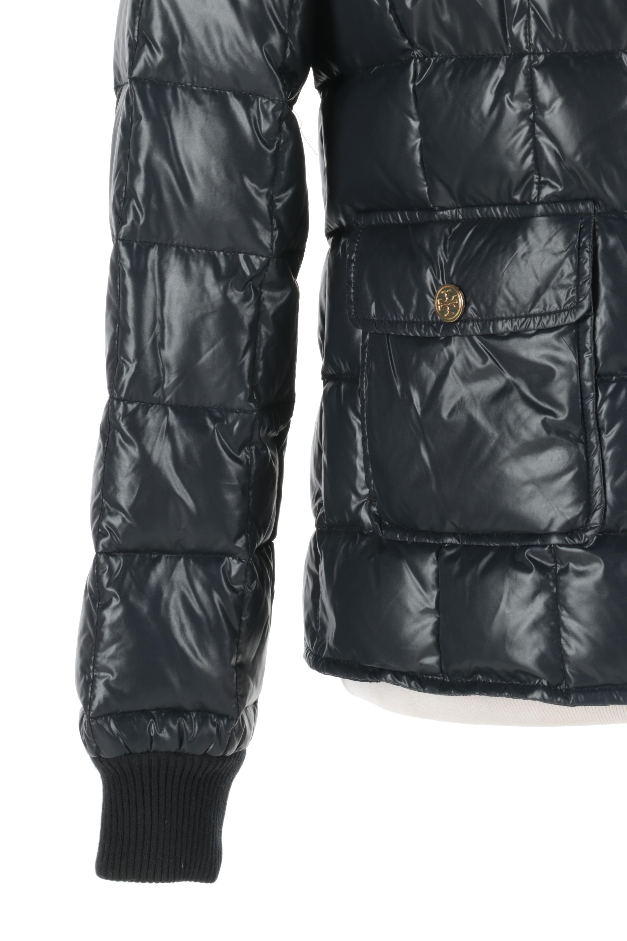 Tory Burch Designer Navy Blue Quilted Bubble Coat