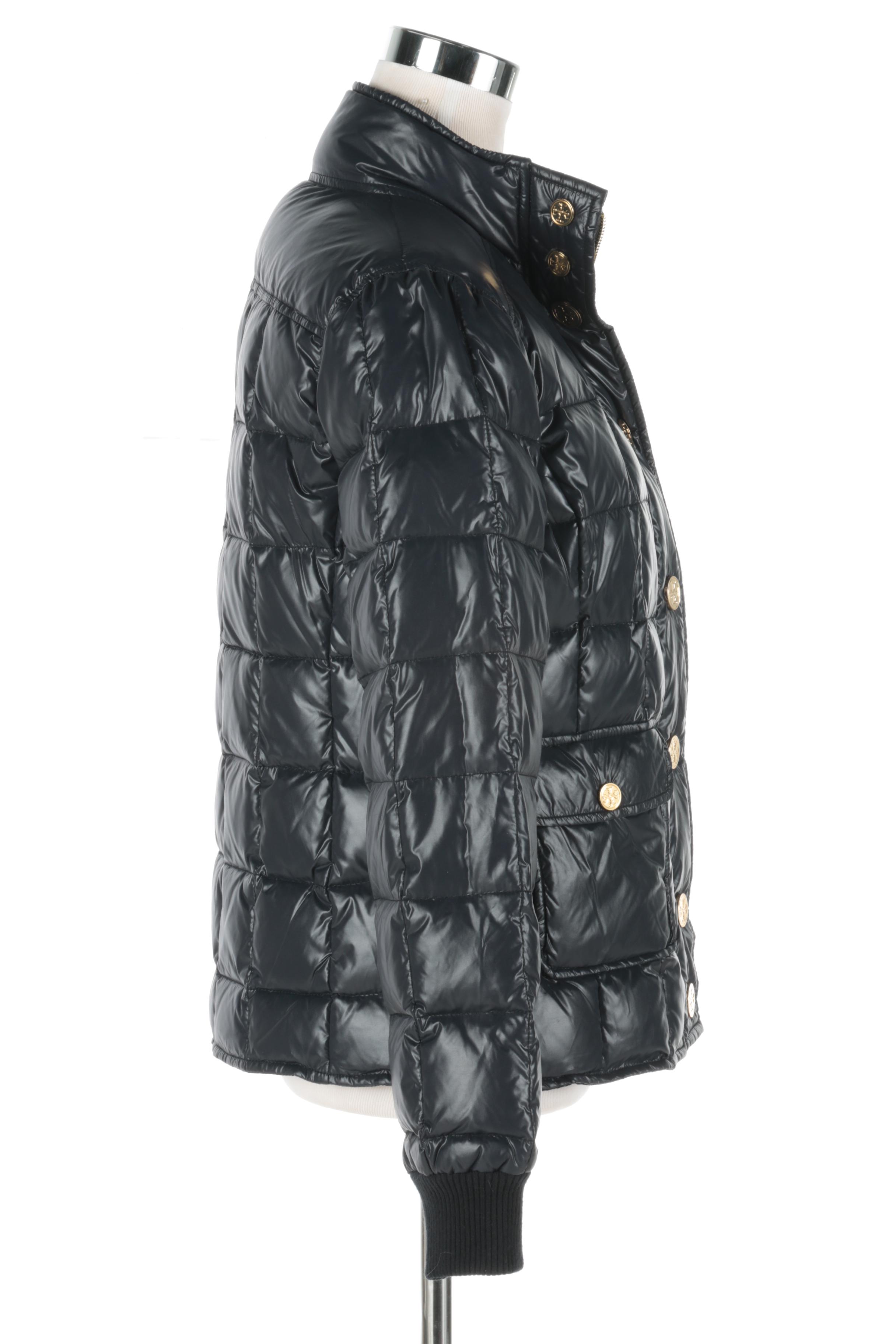 Tory Burch Designer Navy Blue Quilted Bubble Coat
