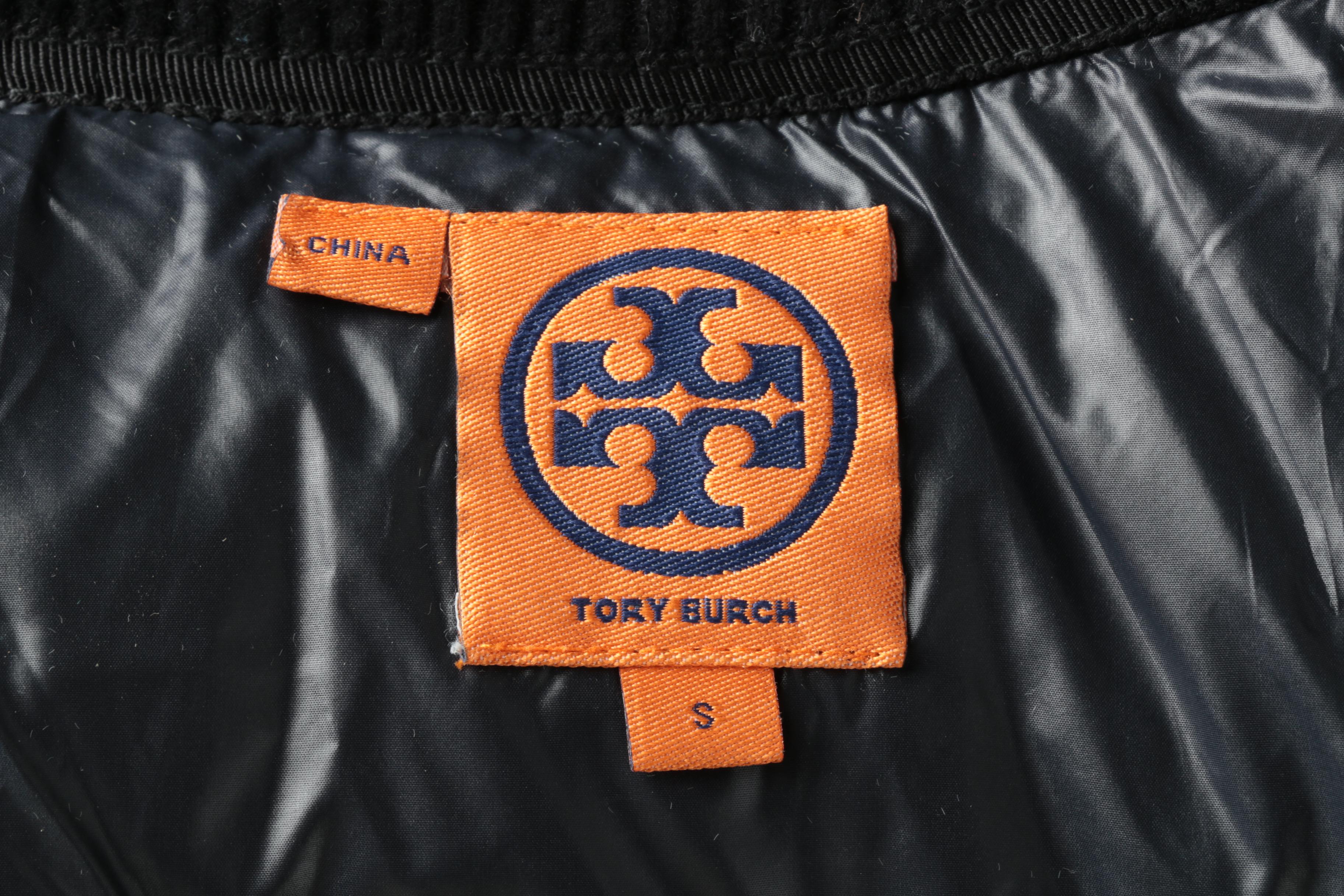 Tory Burch Designer Navy Blue Quilted Bubble Coat