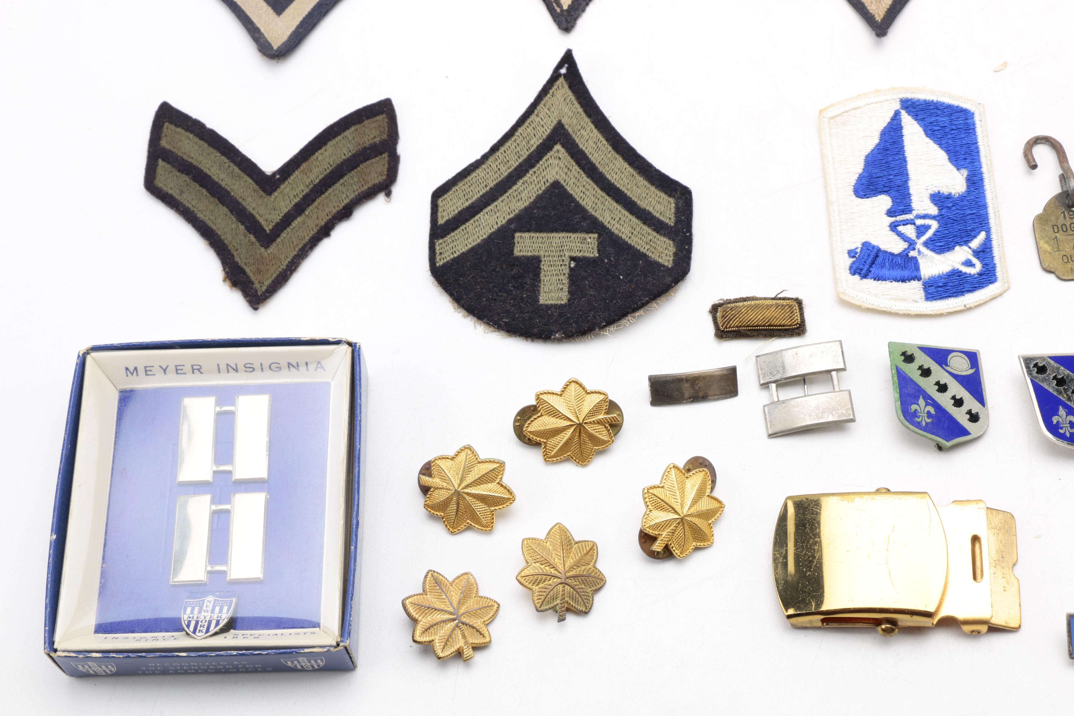 Assortment of Military Pins and Patches