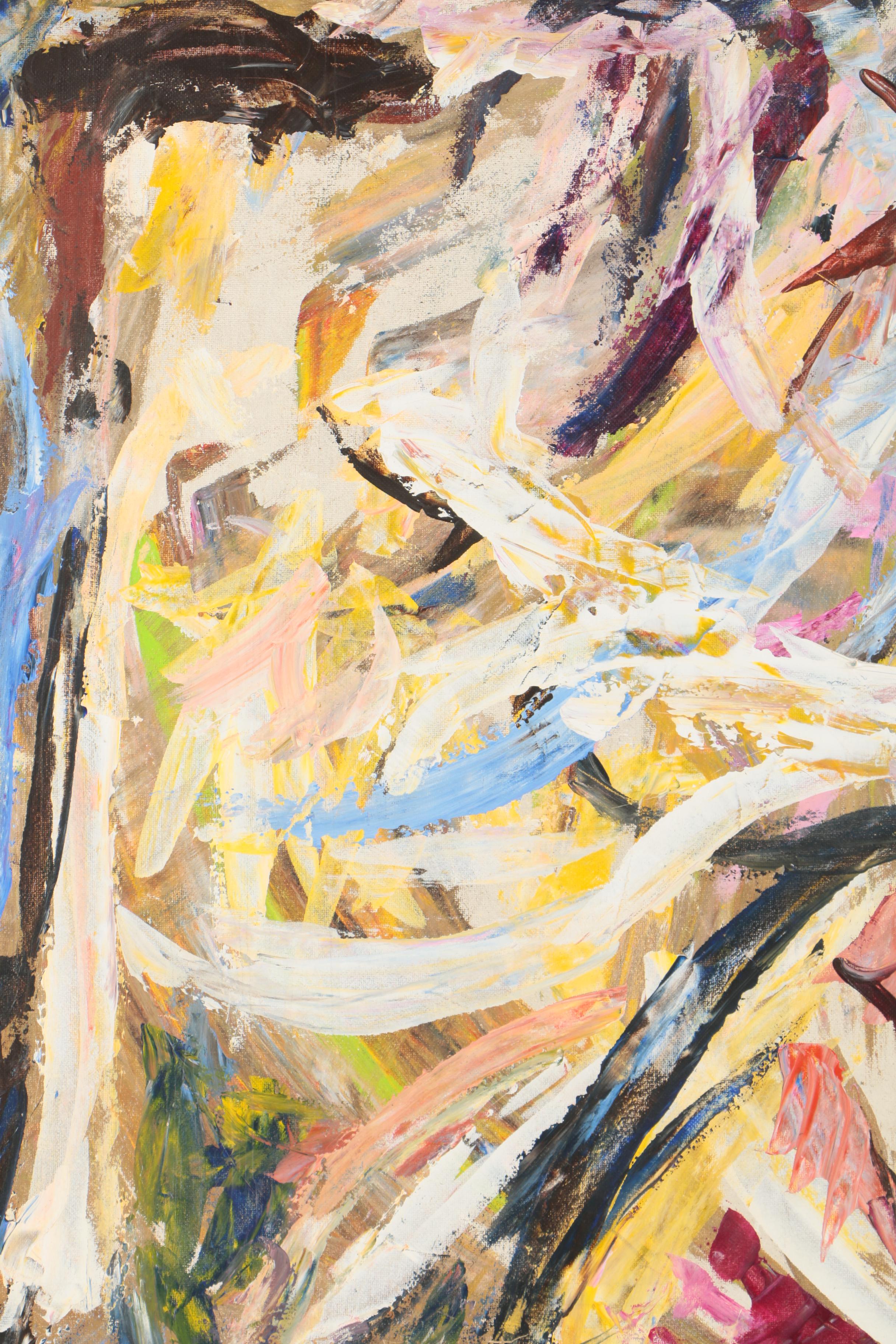 Chas E. Willette Acrylic Painting on Masonite of Abstract Composition