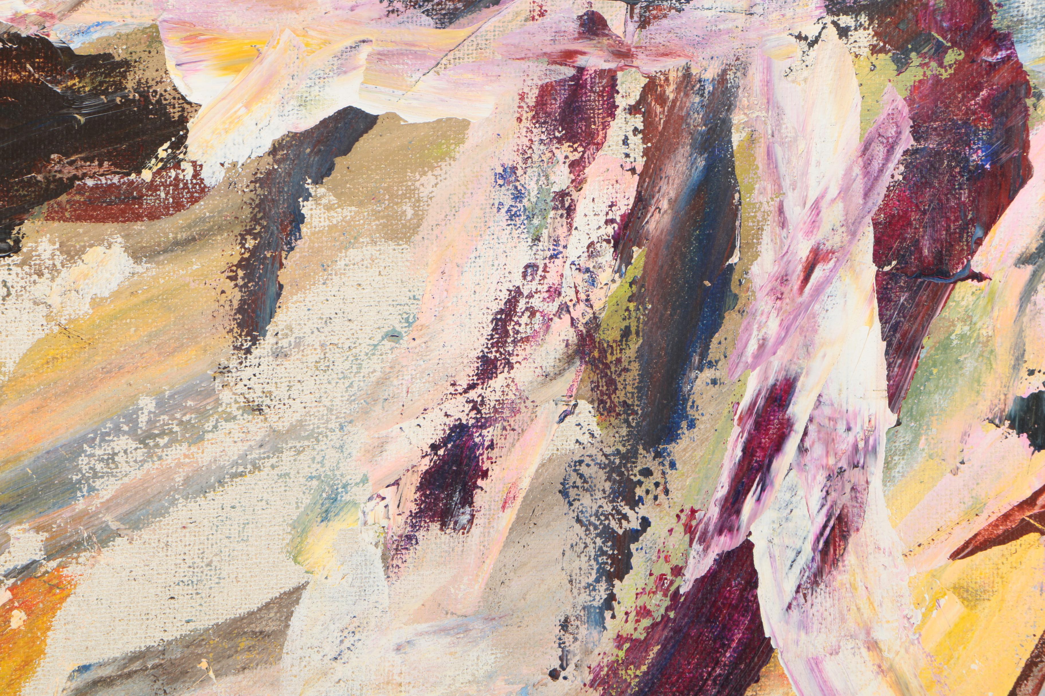 Chas E. Willette Acrylic Painting on Masonite of Abstract Composition