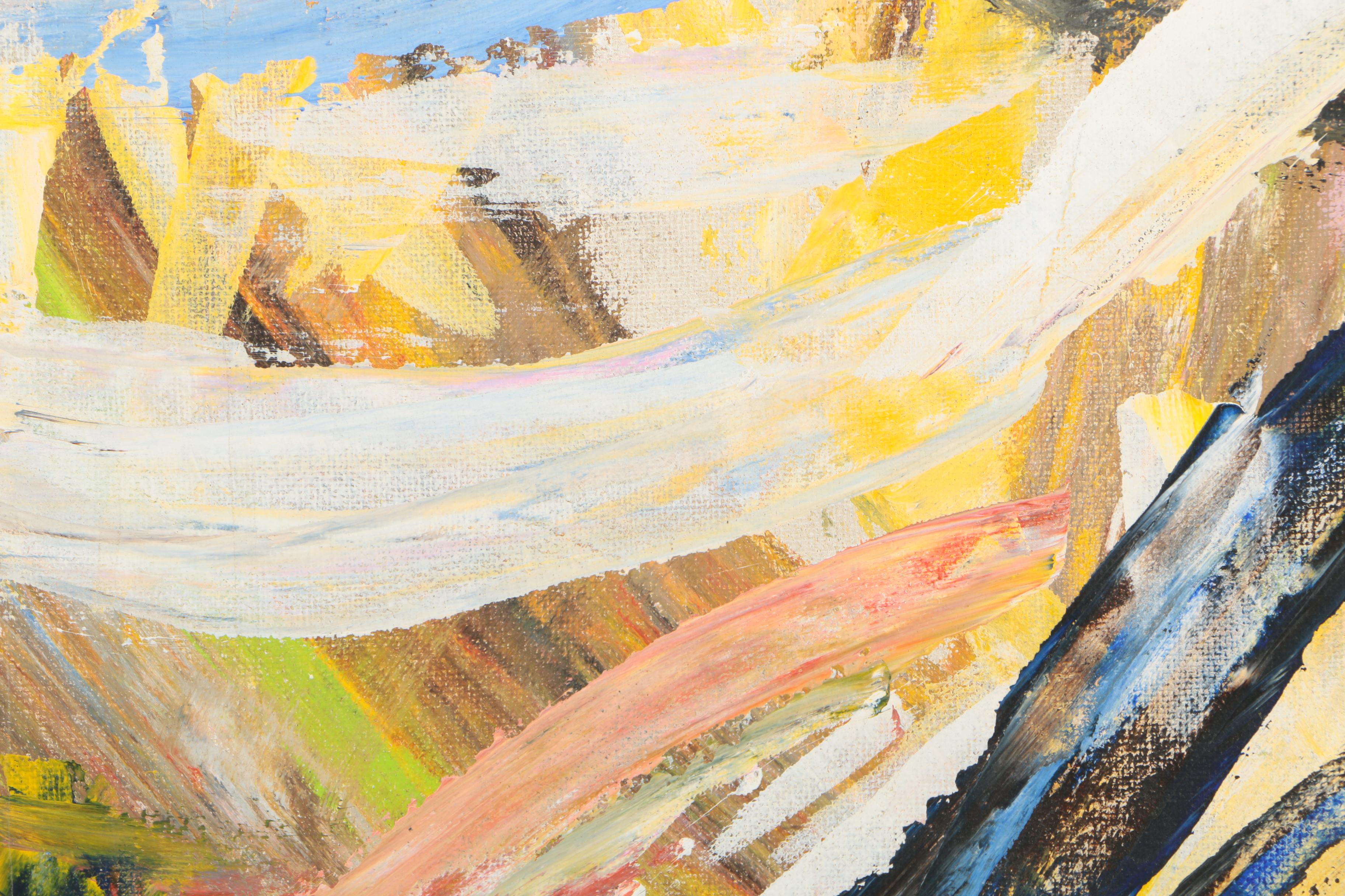 Chas E. Willette Acrylic Painting on Masonite of Abstract Composition