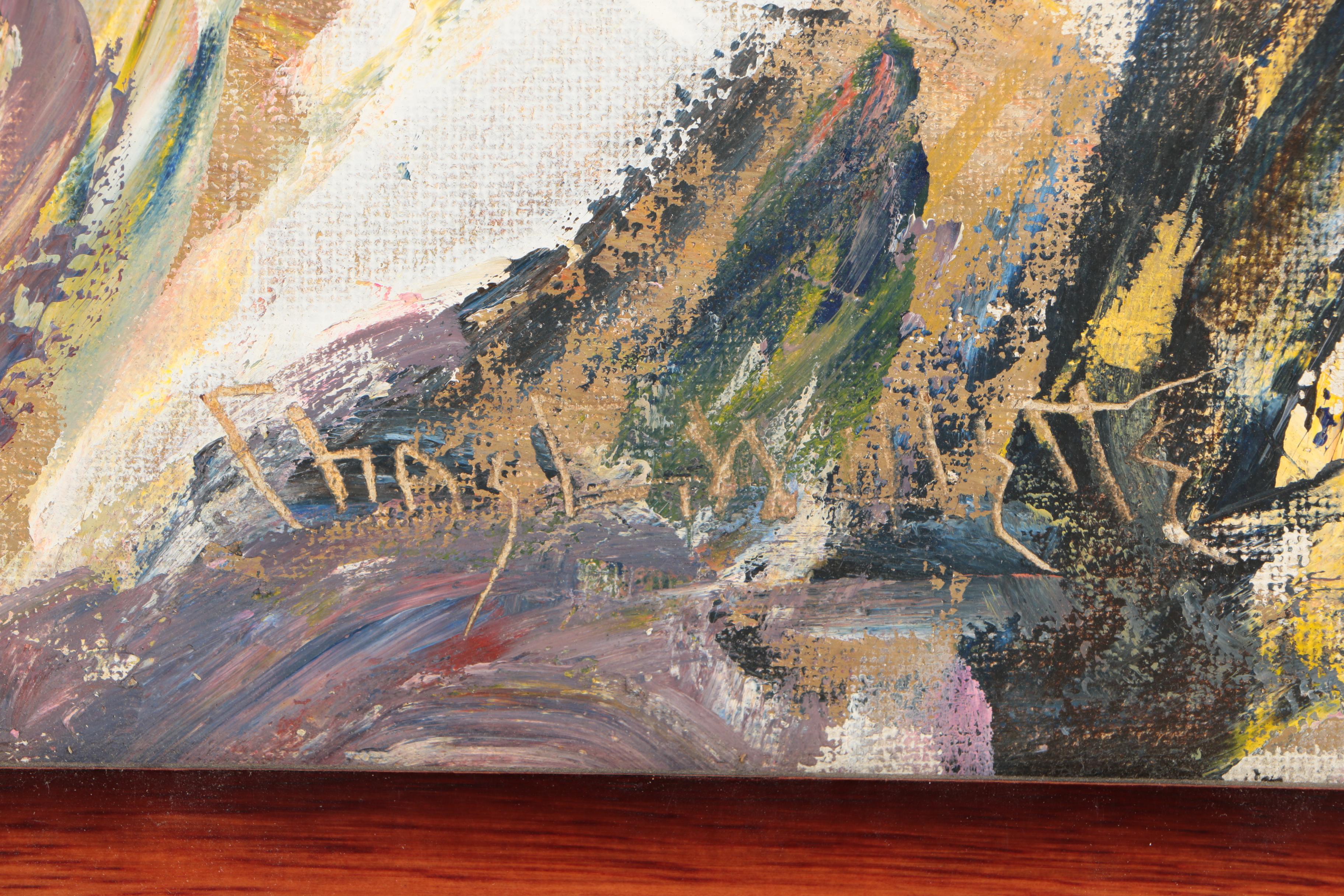 Chas E. Willette Acrylic Painting on Masonite of Abstract Composition