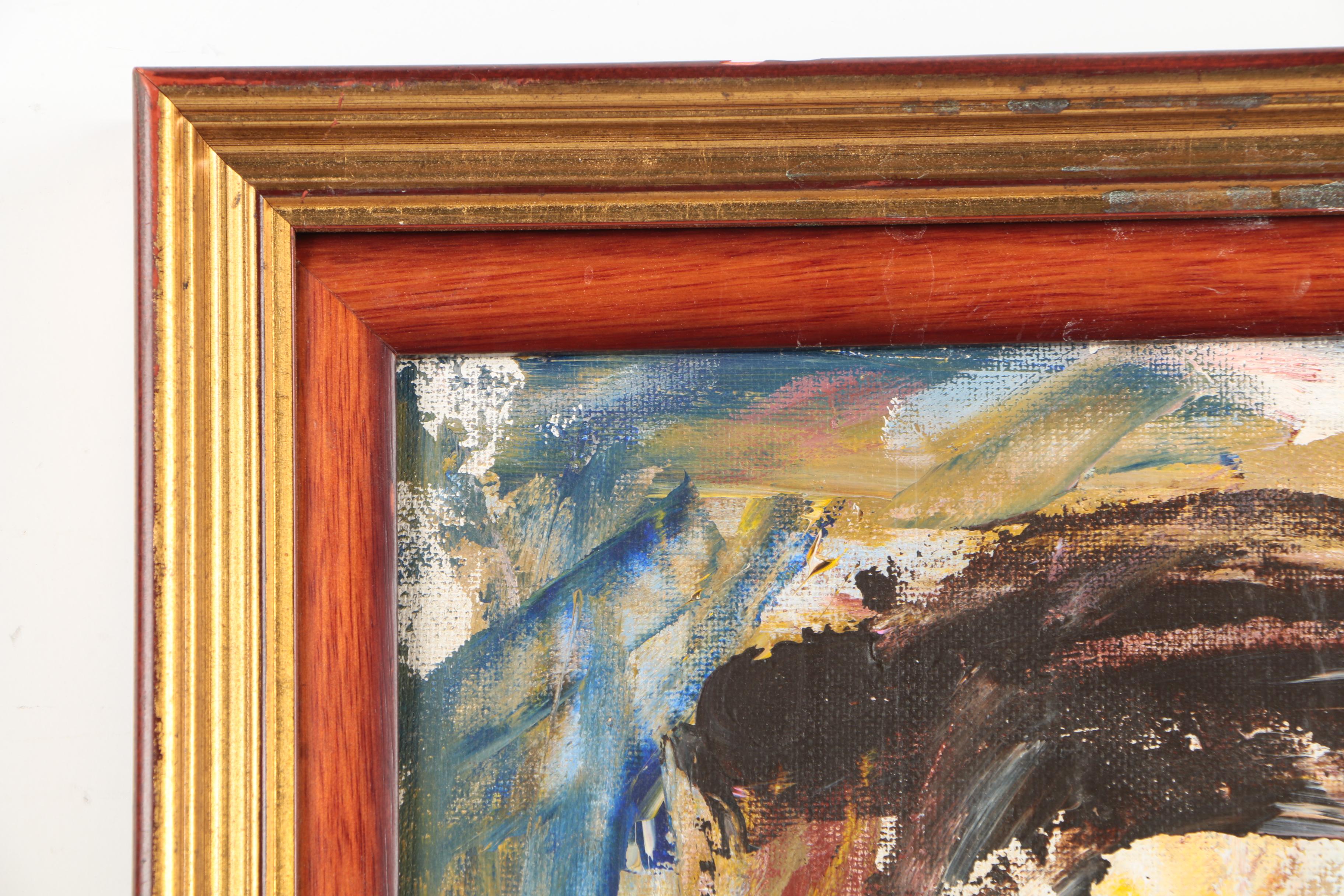 Chas E. Willette Acrylic Painting on Masonite of Abstract Composition