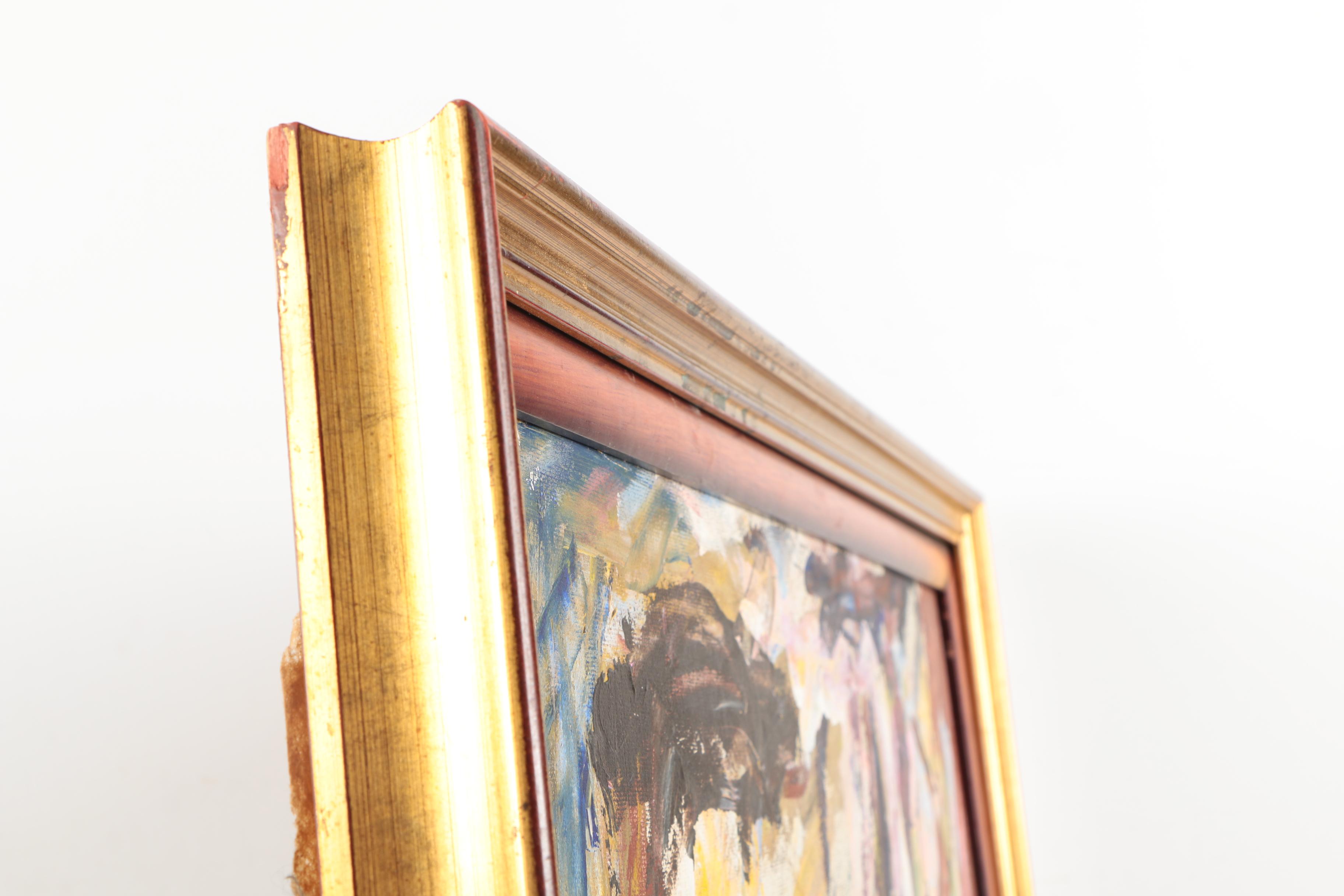 Chas E. Willette Acrylic Painting on Masonite of Abstract Composition