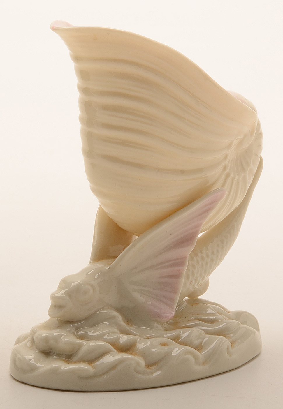 Irish Belleek Nautilus and Flying Fish Vase