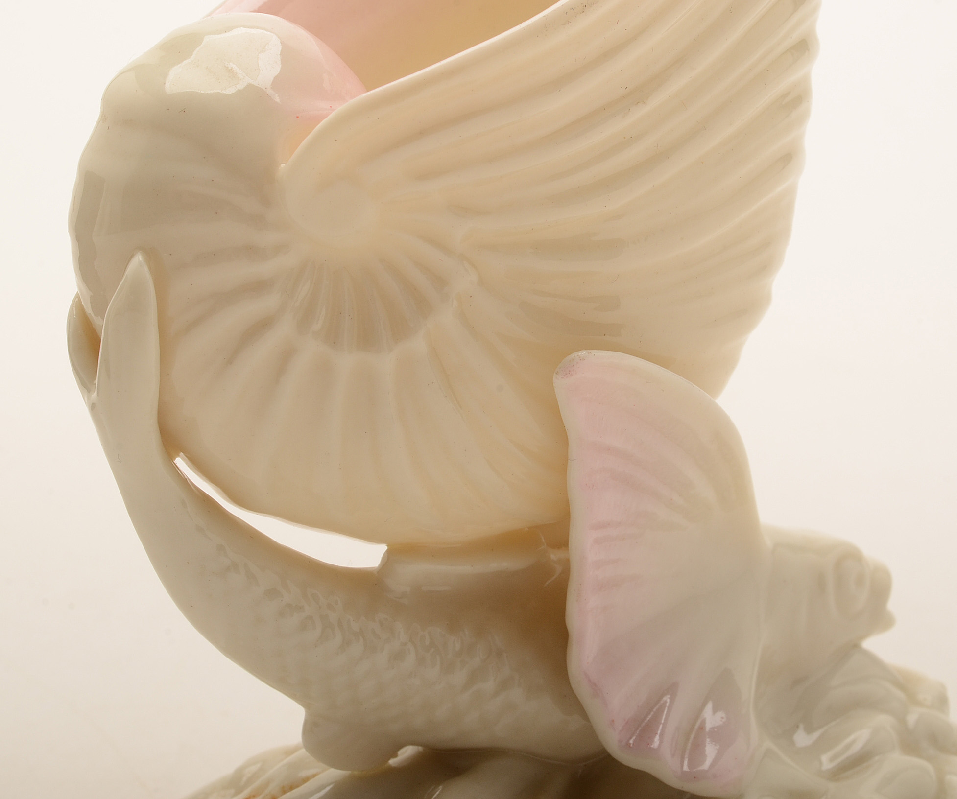 Irish Belleek Nautilus and Flying Fish Vase