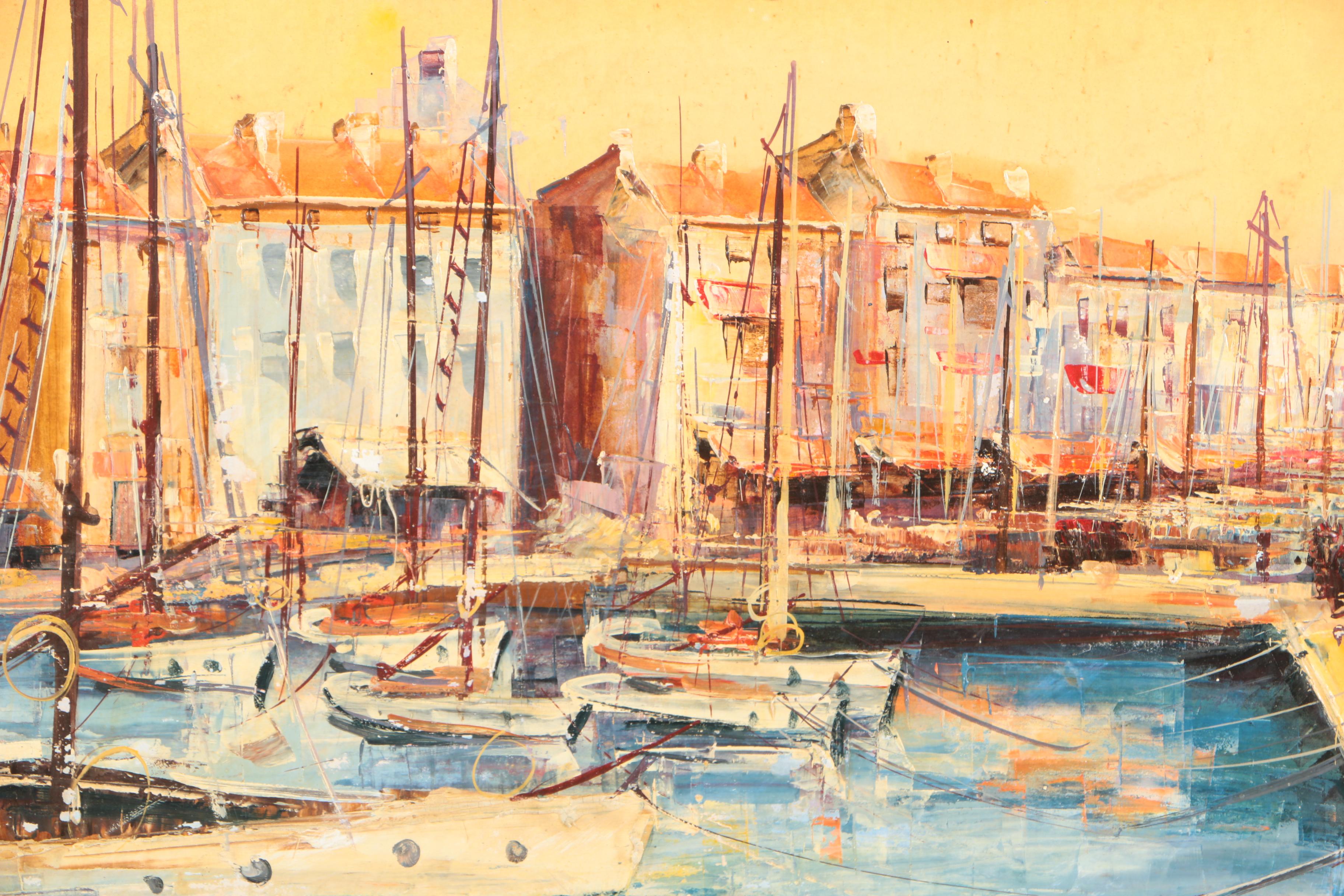 T.H.O. Oil Painting of Harbor "S. Tropez"