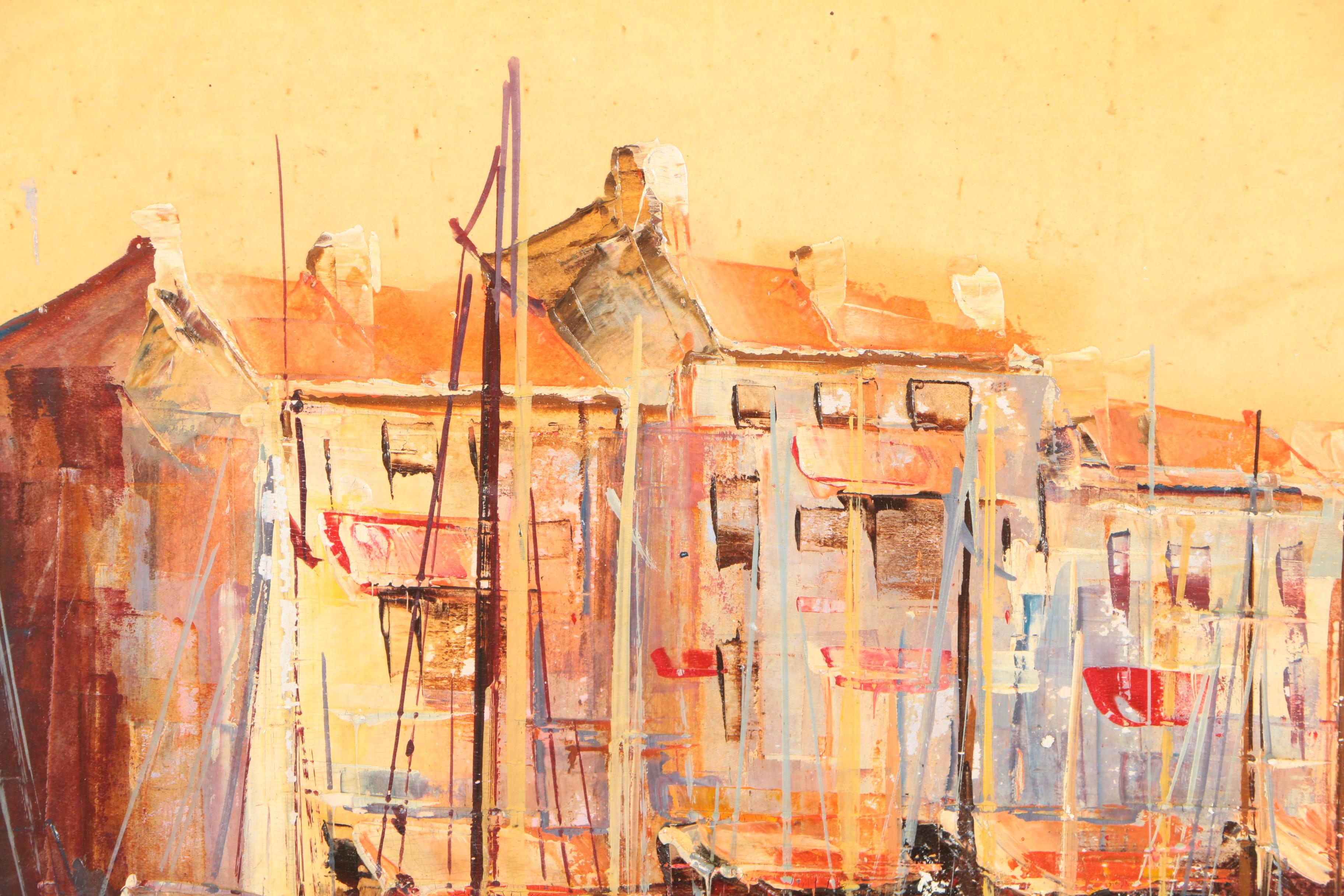 T.H.O. Oil Painting of Harbor "S. Tropez"